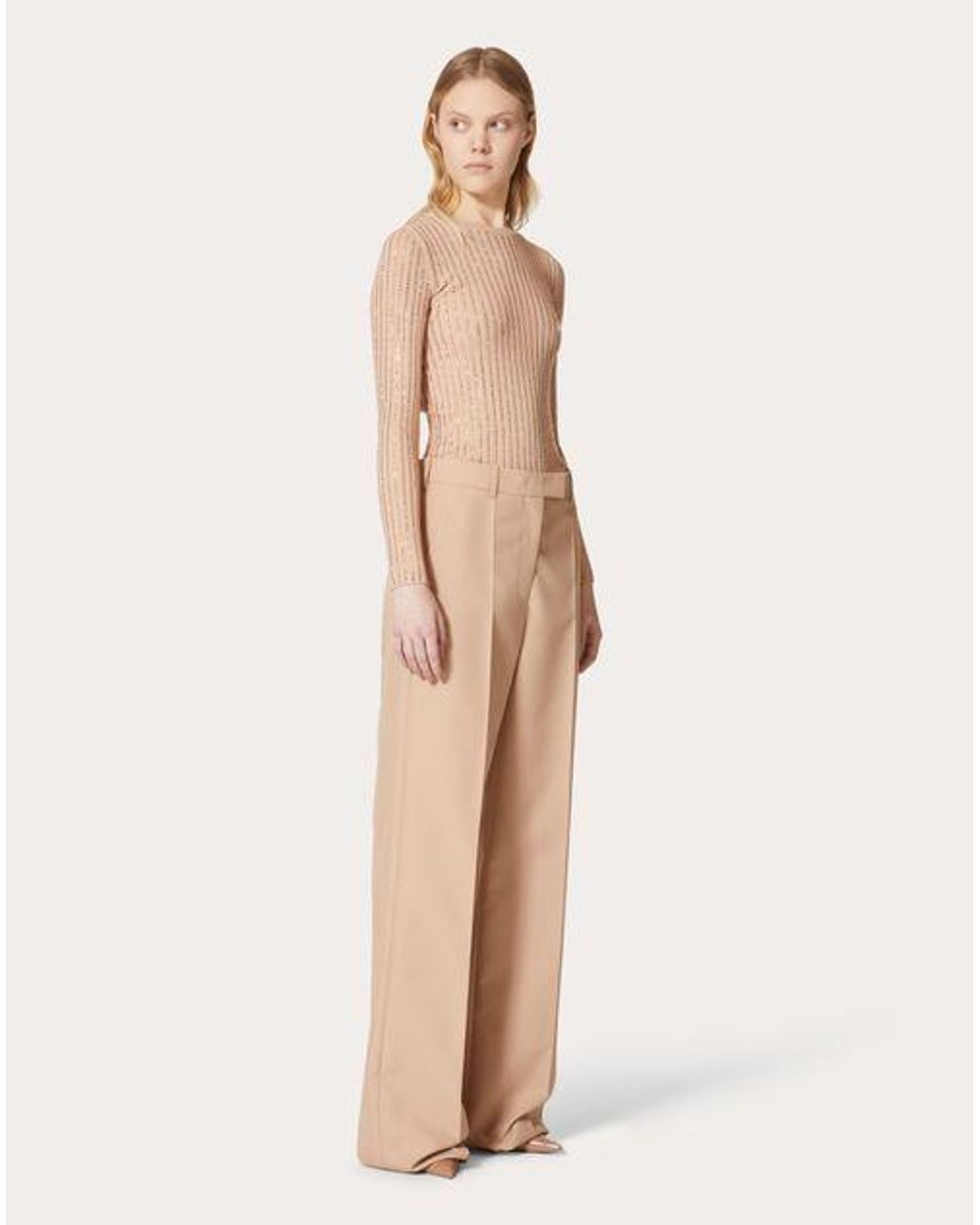 Valentino Pink Logo Round Neck Sweater