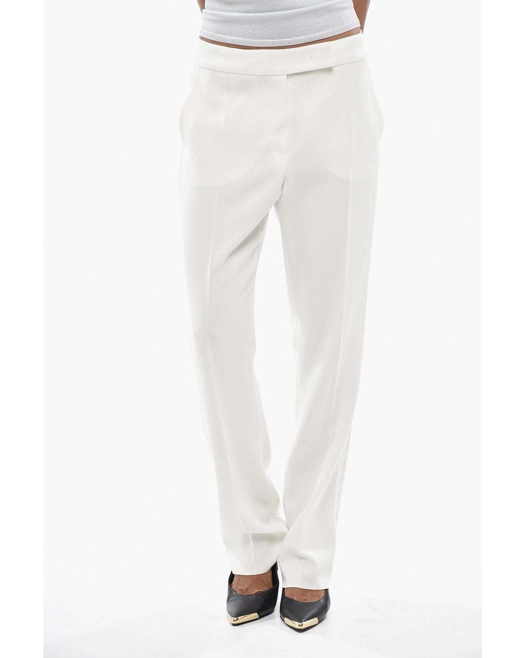 Max Mara White Idoneo Concealed-Fastening Trousers