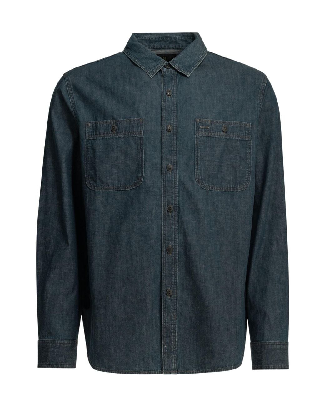 RRL Blue Long-Sleeved Denim Shirt for men