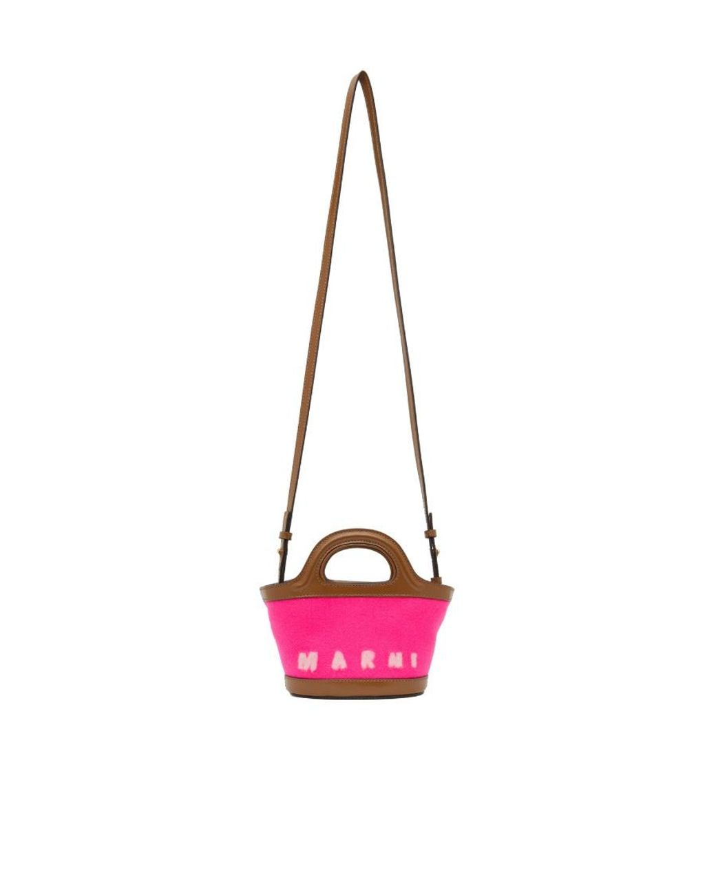 Marni Pink Felted-Logo Bucket Bag