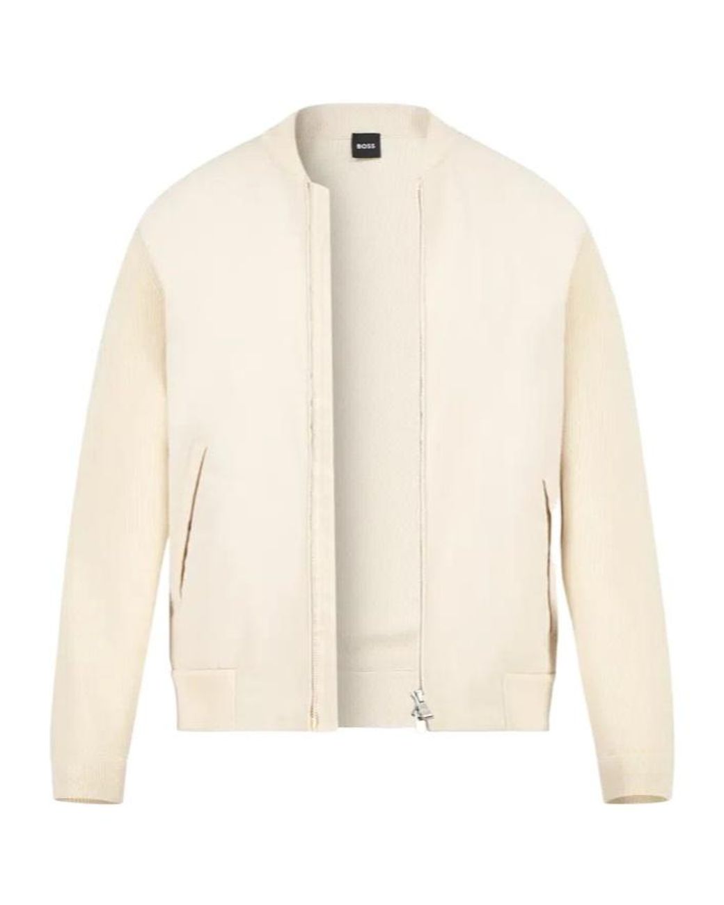 Boss Natural Knitted-Sleeve Bomber Jacket for men
