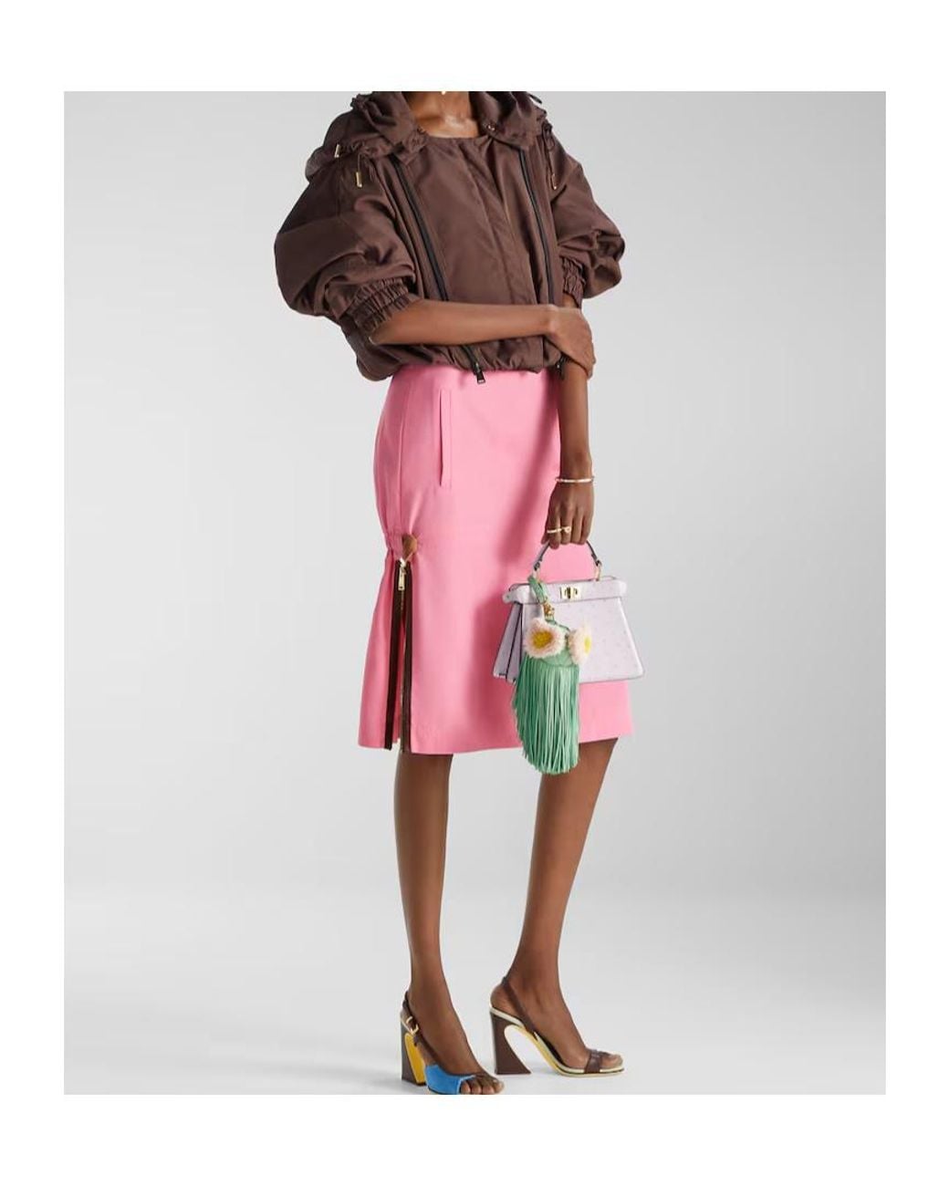Fendi Green Fringed Bag Bugs Charm