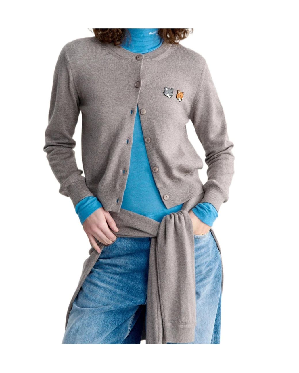 Maison Kitsuné Brown Double Fox Head Regular Cardigan