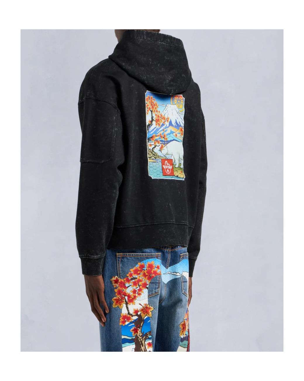 Moose Knuckles Black X Evisu Printed Hoodie for men