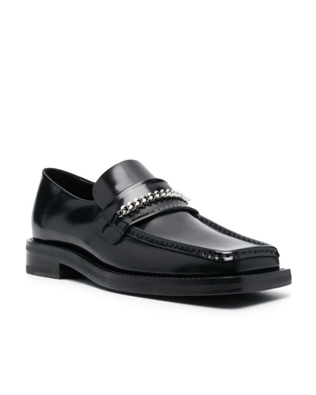 Martine Rose Black Chain-Detail Square-Toe Loafers