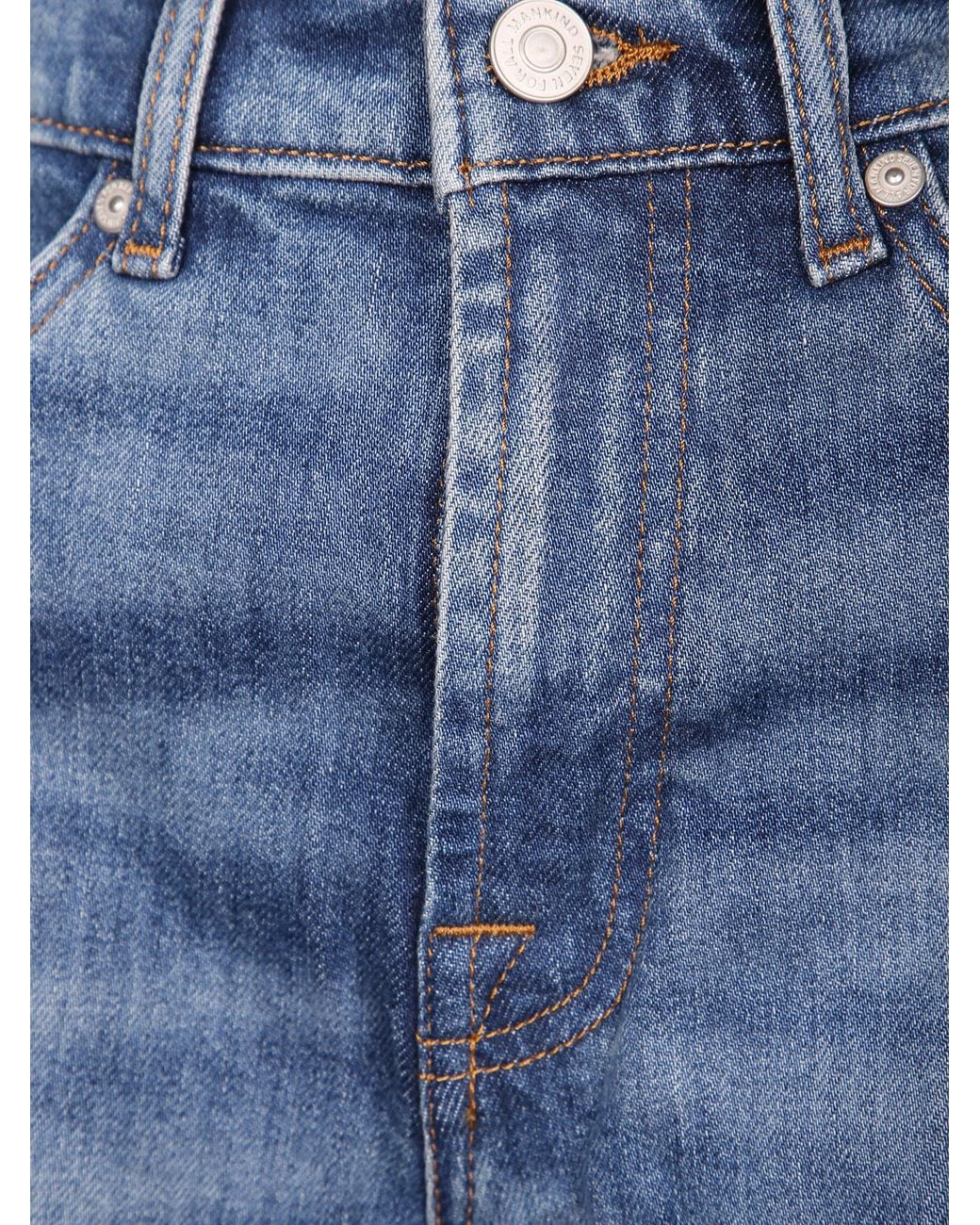 7 For All Mankind Blue Logo Patch Wide Leg Jeans
