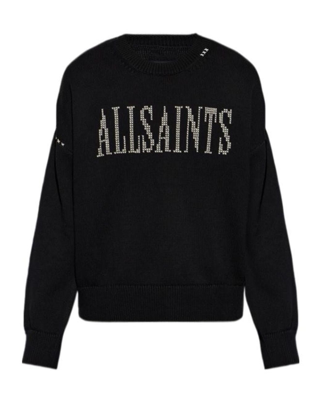 AllSaints Black Crossed Knit Pullover for men