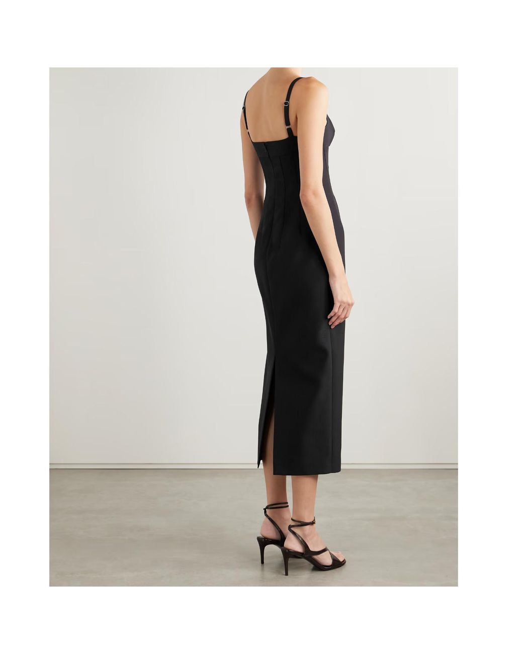Khaite Black Lotte Wool And Silk-Blend Midi Dress