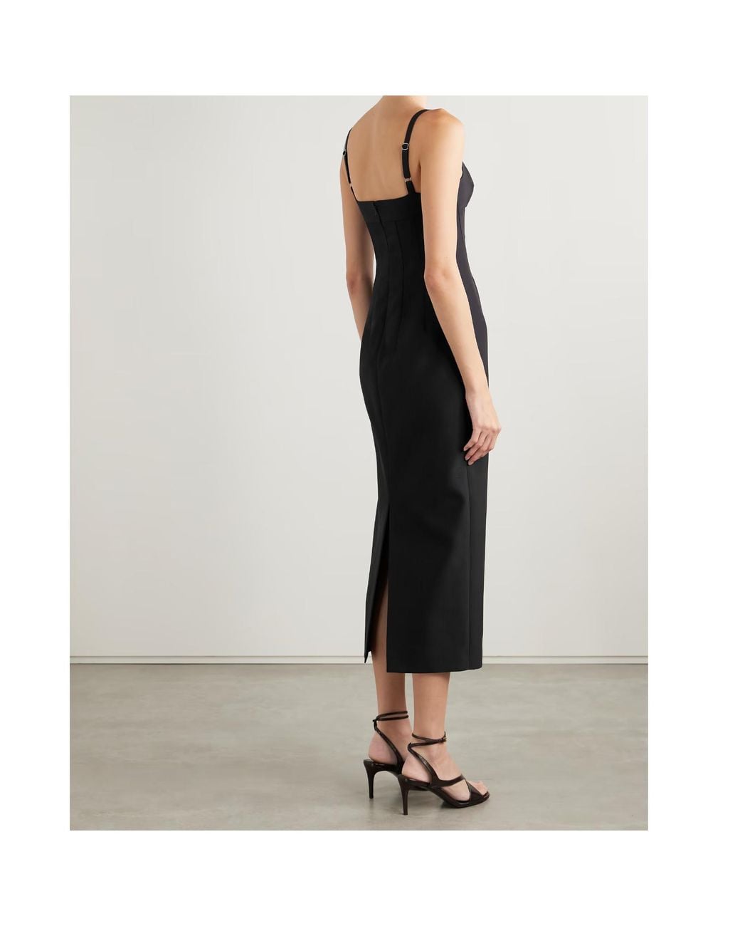 Khaite Black Lotte Wool And Silk-Blend Midi Dress