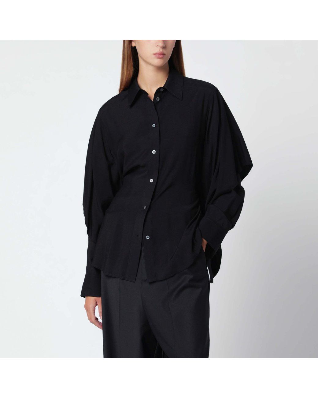 Maison Margiela Blue Draped Cape Shirt Top