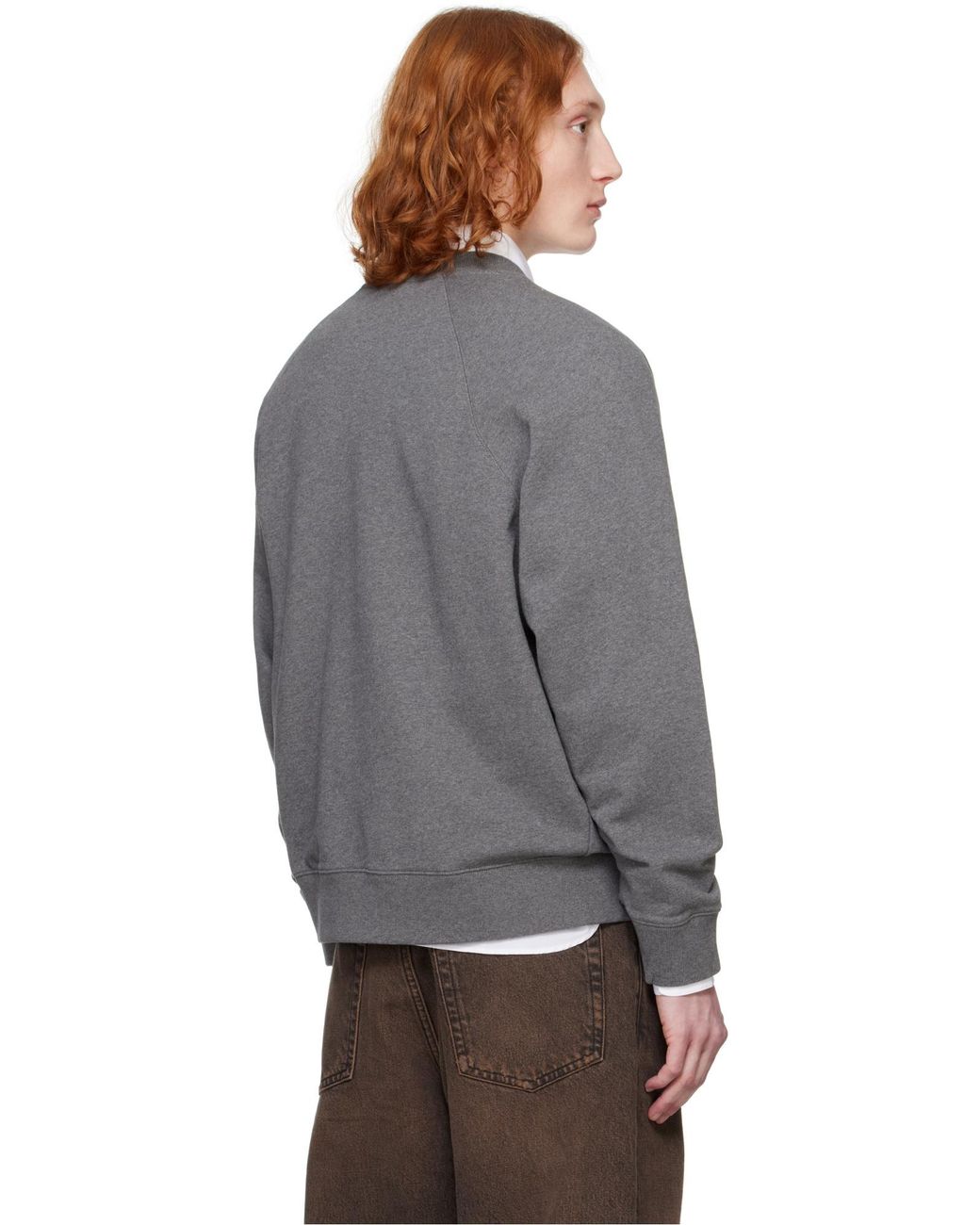 Maison Kitsuné Gray Maison Kitsuné Bold Fox Head Patch Oversized Sweatshirt for men
