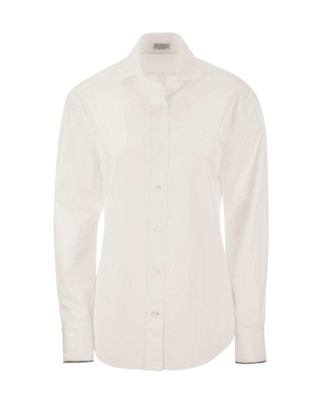 Brunello Cucinelli White Long-Sleeved Button-Up Shirt