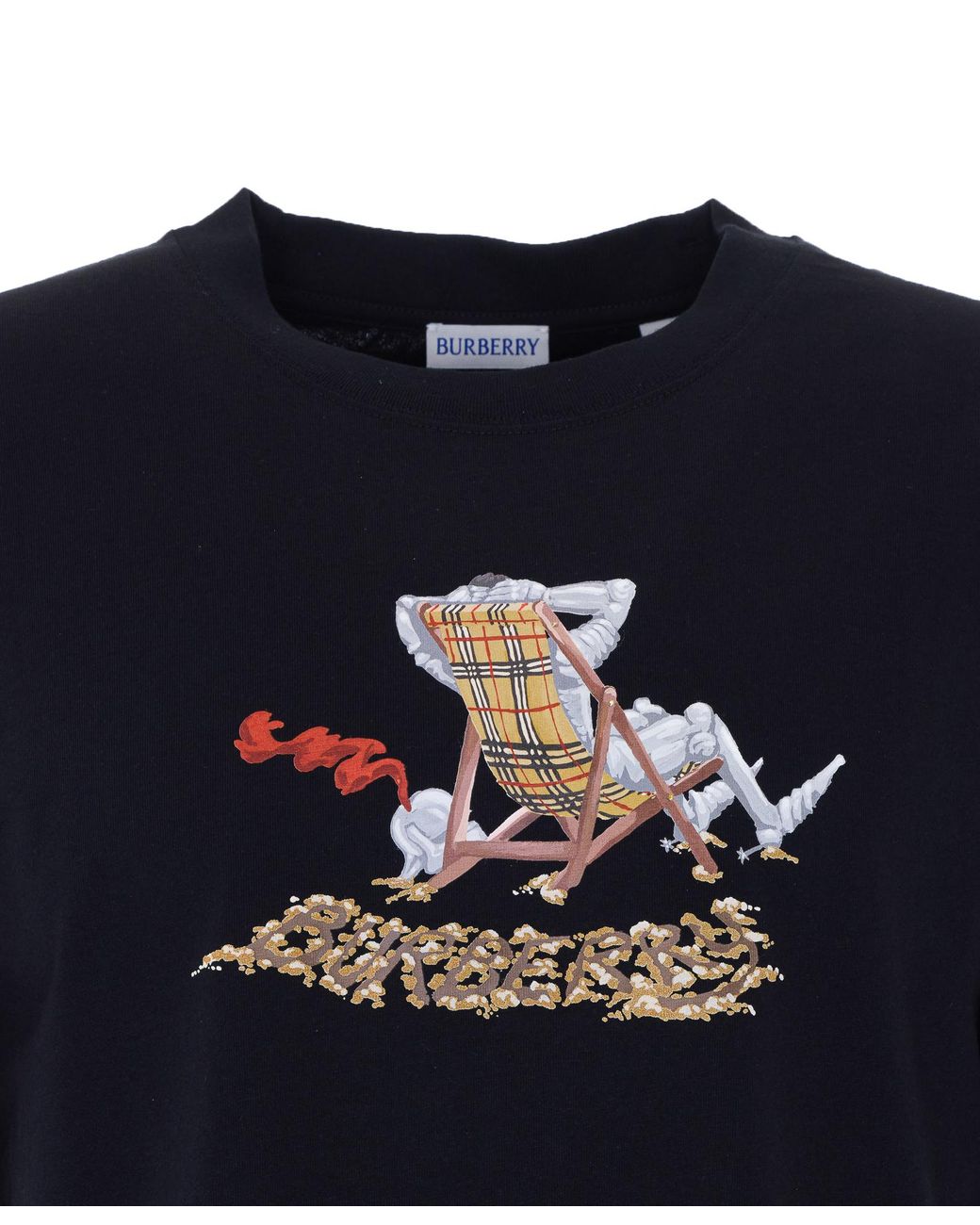 Burberry Black Beach-Print T-Shirt for men