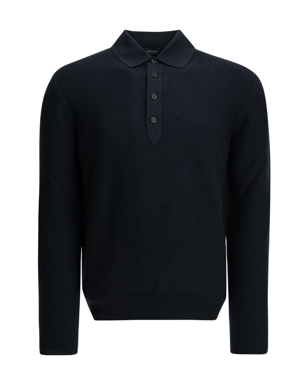 Zegna Blue Long-Sleeve Polo Shirt for men