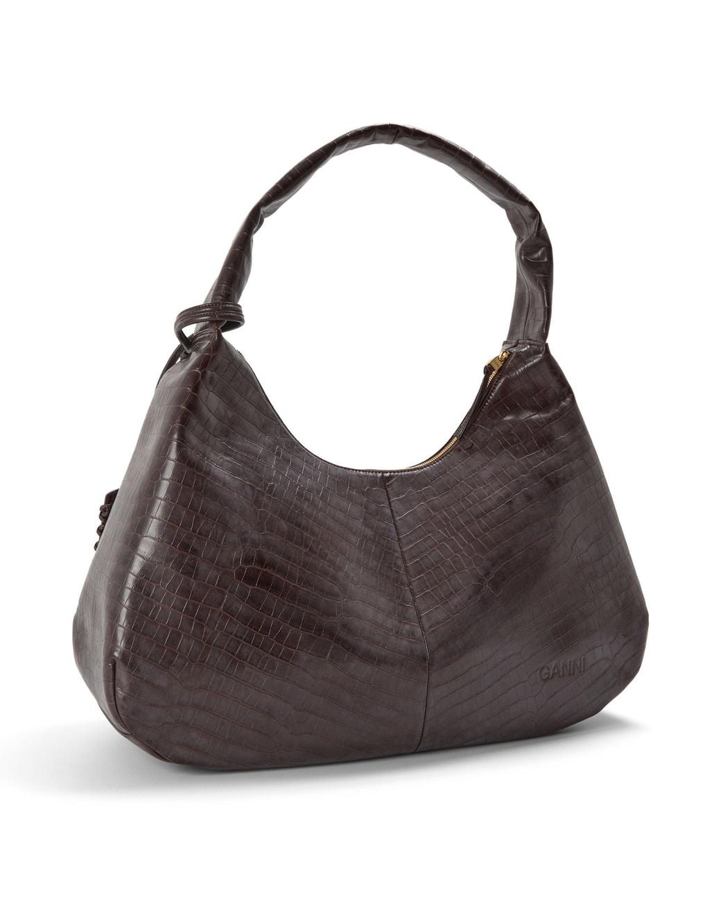 Ganni Gray Leather Hobo Bag