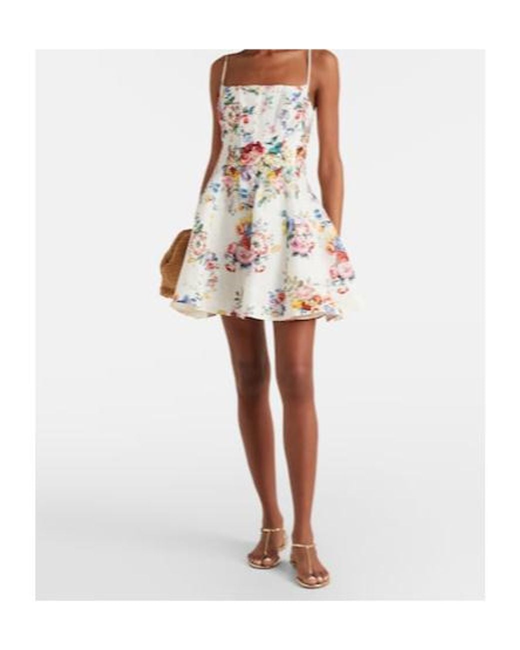 Camilla White Embellished Floral Linen And Silk Minidress