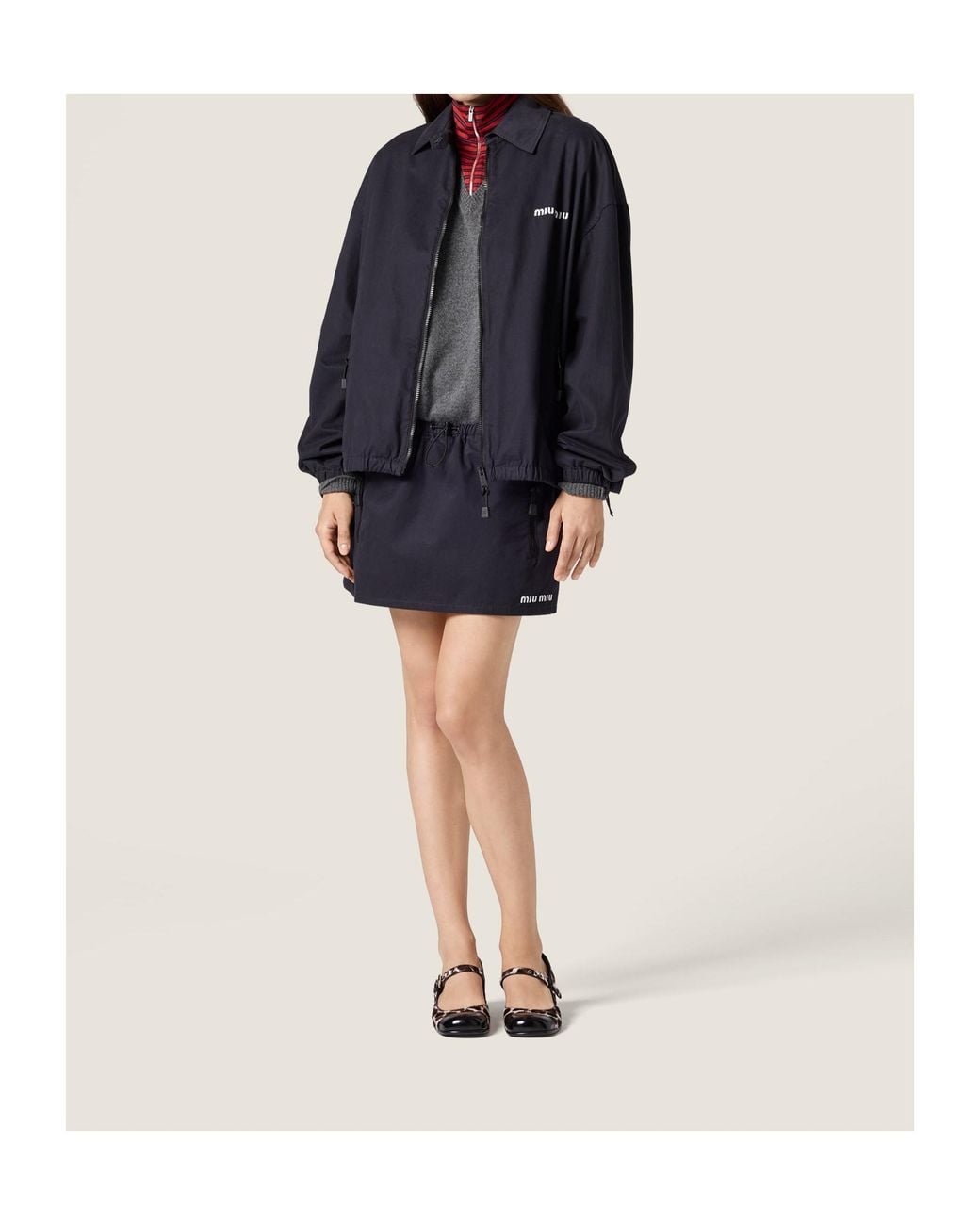 Miu Miu Blue Washed Gabardine Miniskirt