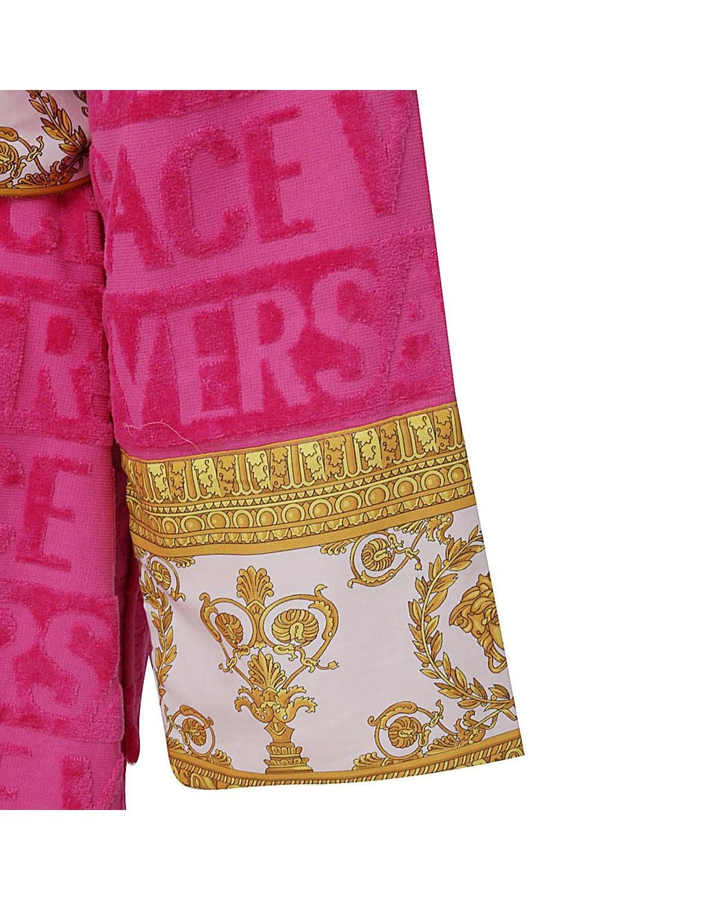 Versace Pink I Love Baroque Belted Bathrobe