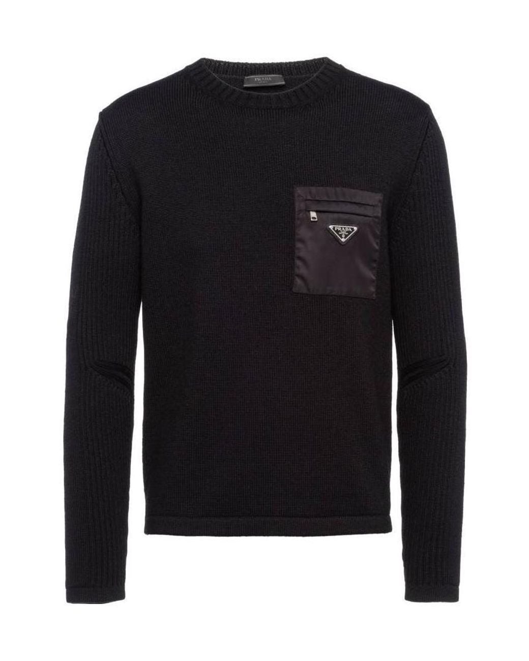 Prada Black Logo Rib Knitted Jumper for men
