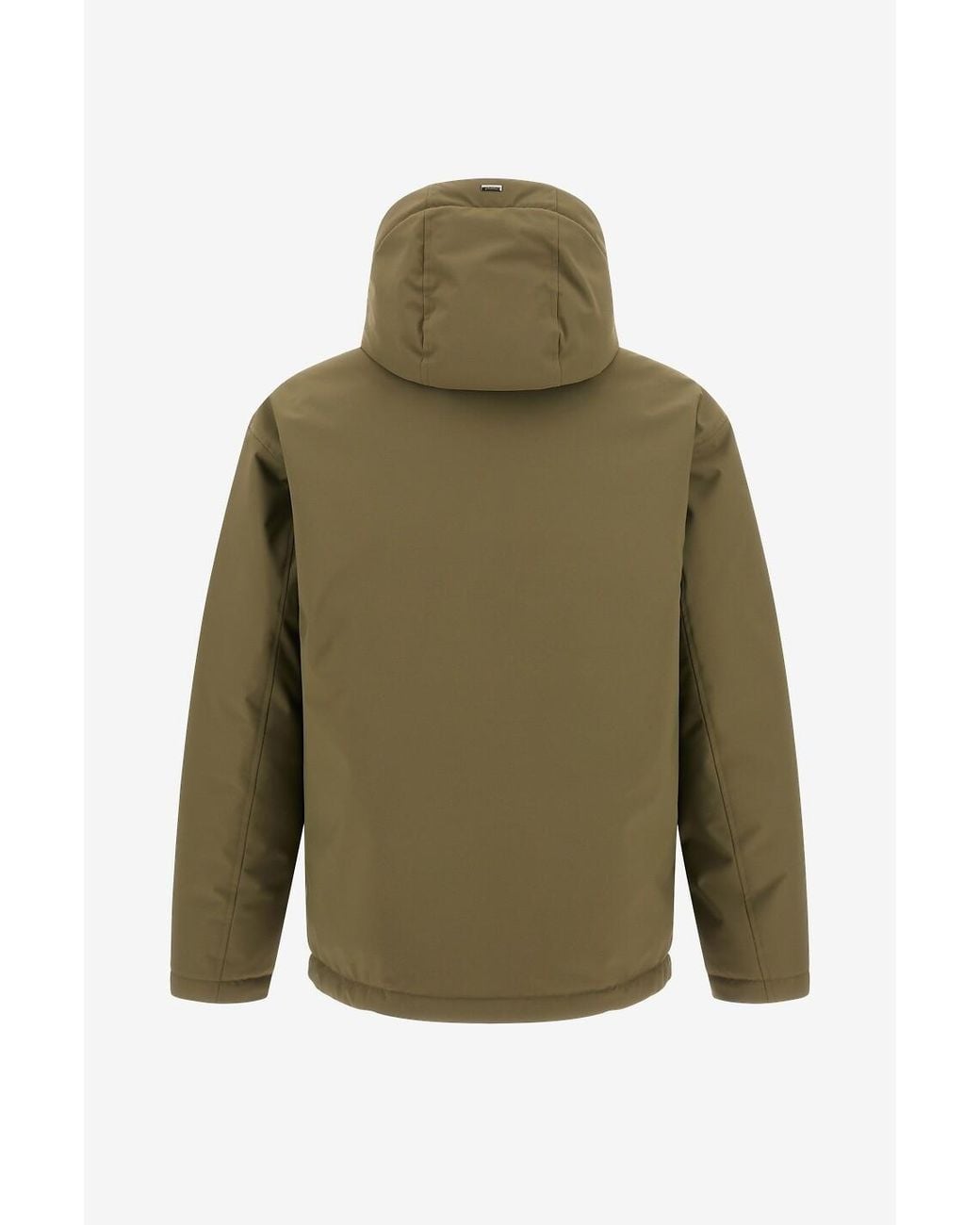Herno Green Cropped Matte Nylon Hooded Down Jacket for men