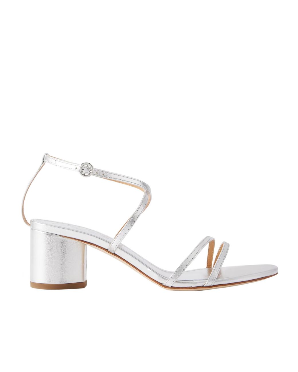 Aeyde White Metallic Leather Sandals