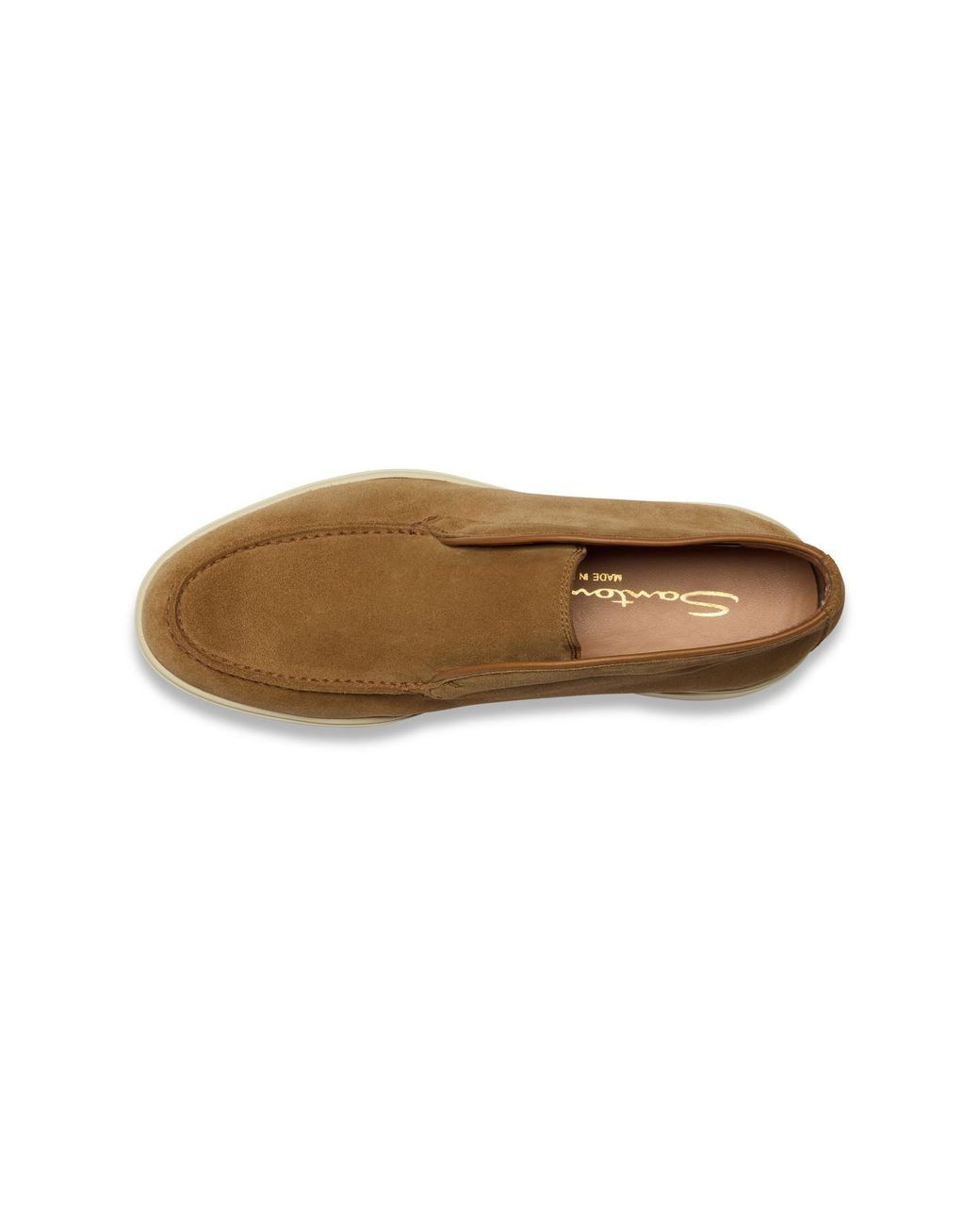 Santoni Brown Round-Toe Slip-On Loafers