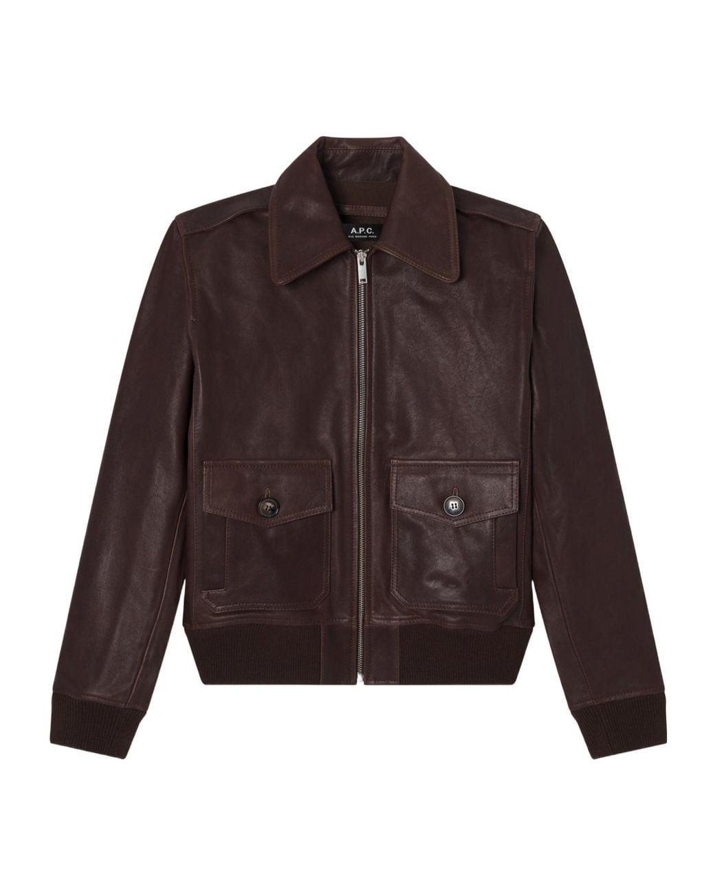 A.P.C. Brown Long-Sleeved Zip-Front Jacket