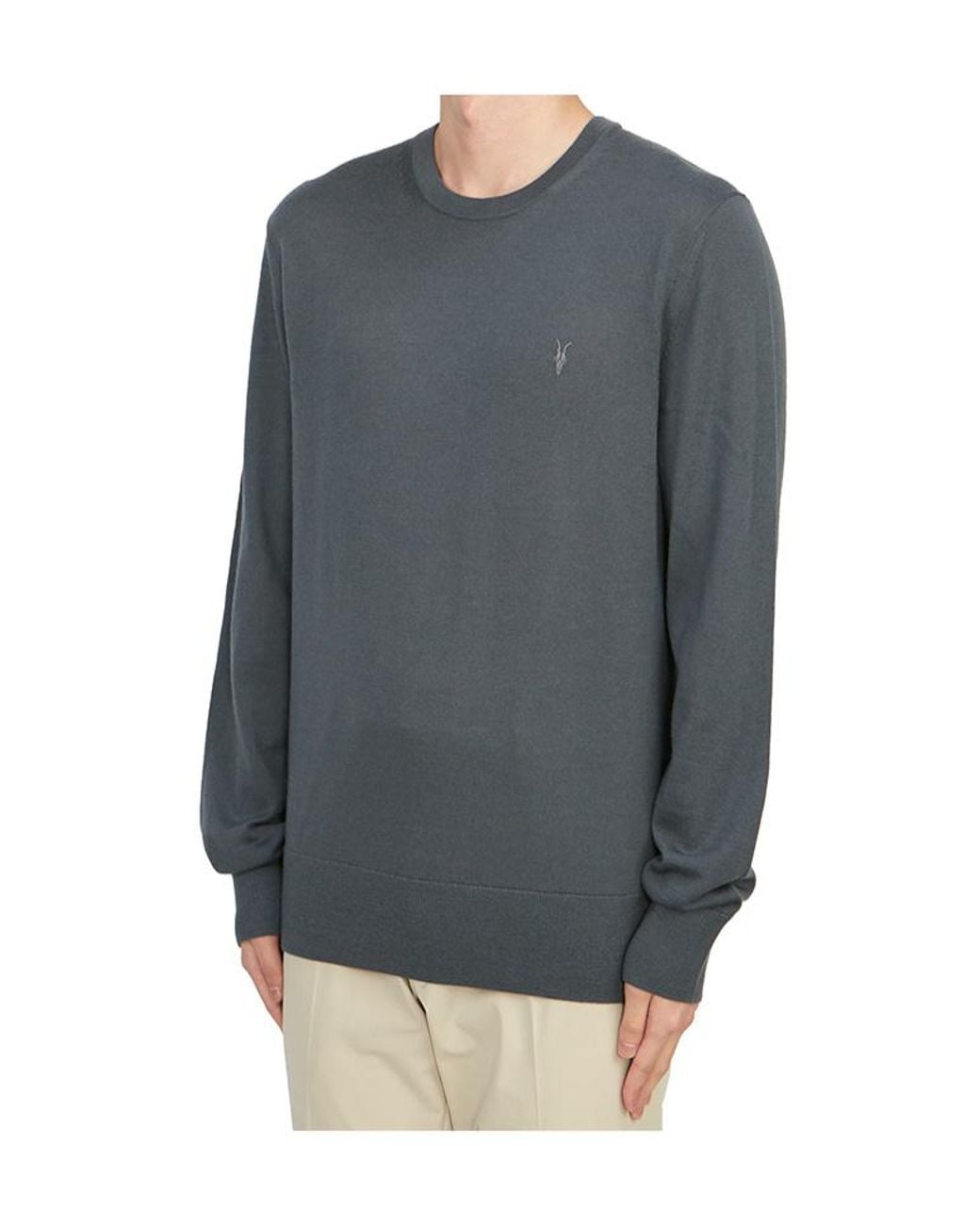 AllSaints Gray Crew Neck Sweater for men