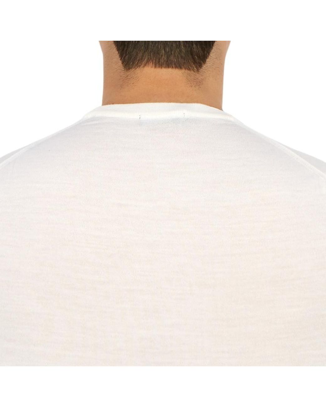 Drumohr White Round Neck Long-Sleeved Sweater for men