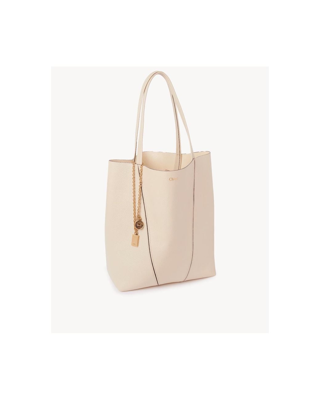 Chloé Natural Chloé Spin Charm Detailed Tote Bag