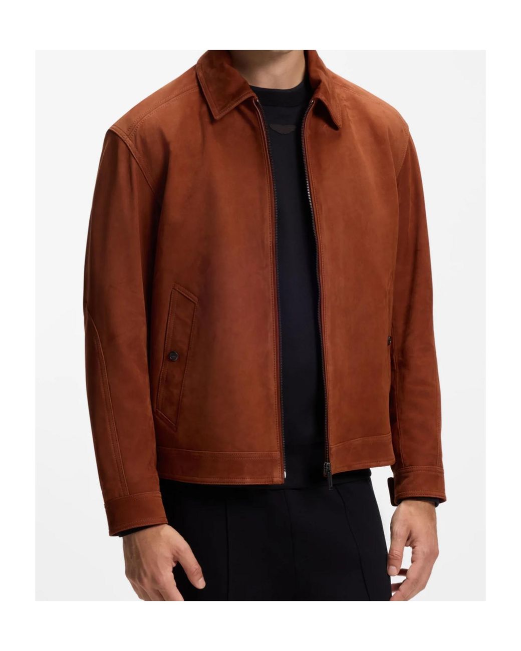Boss Brown Boss Suede Zip Jacket for men