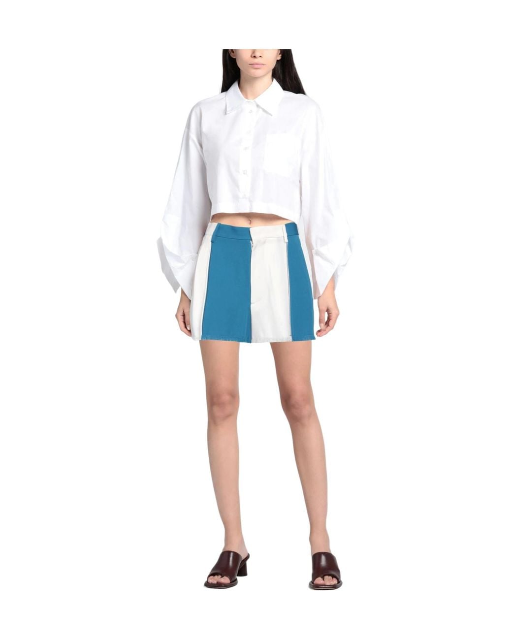Marni Blue Verticalstripe Skort