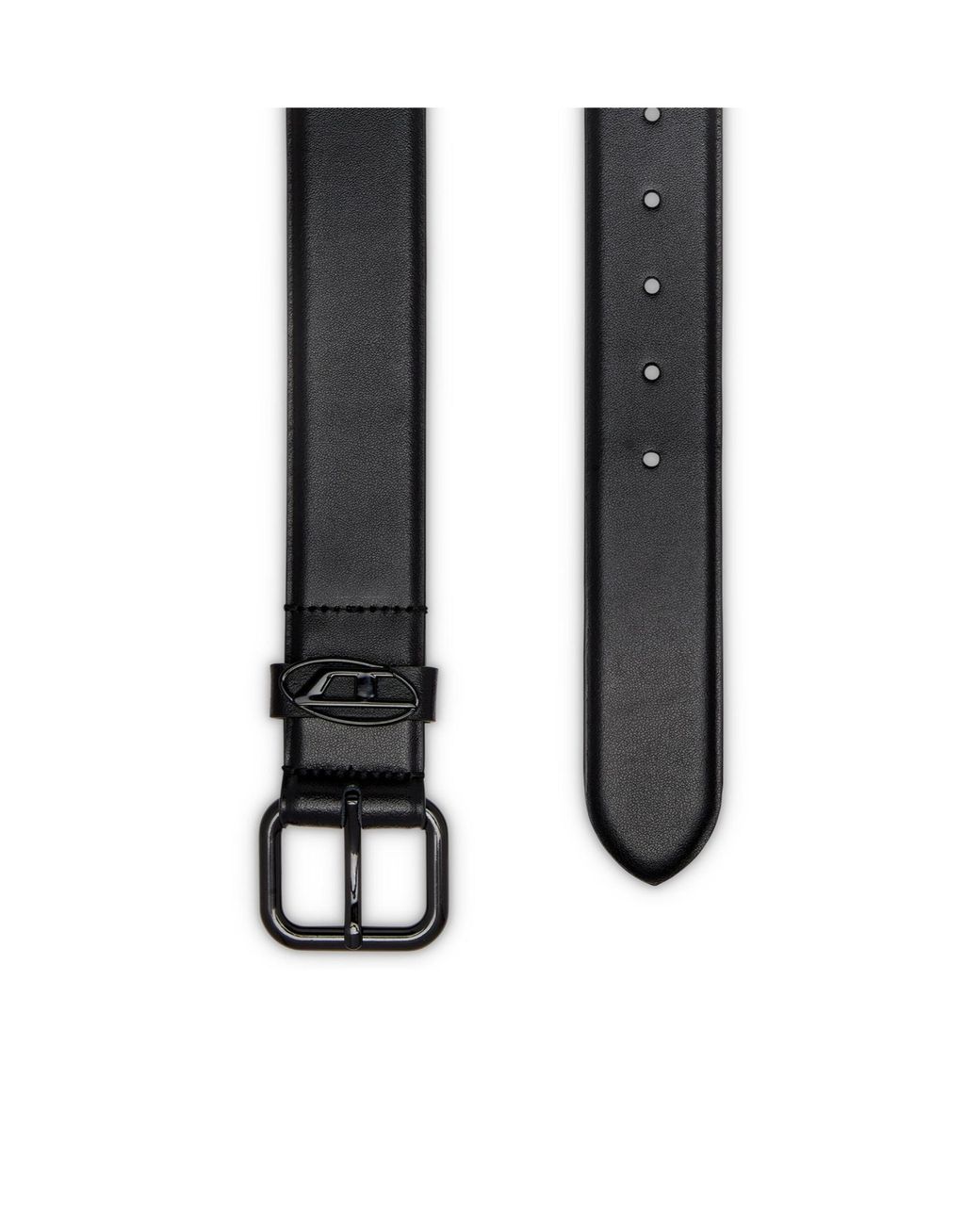 DIESEL Black B-1Dr Logo-Plaque Belt for men