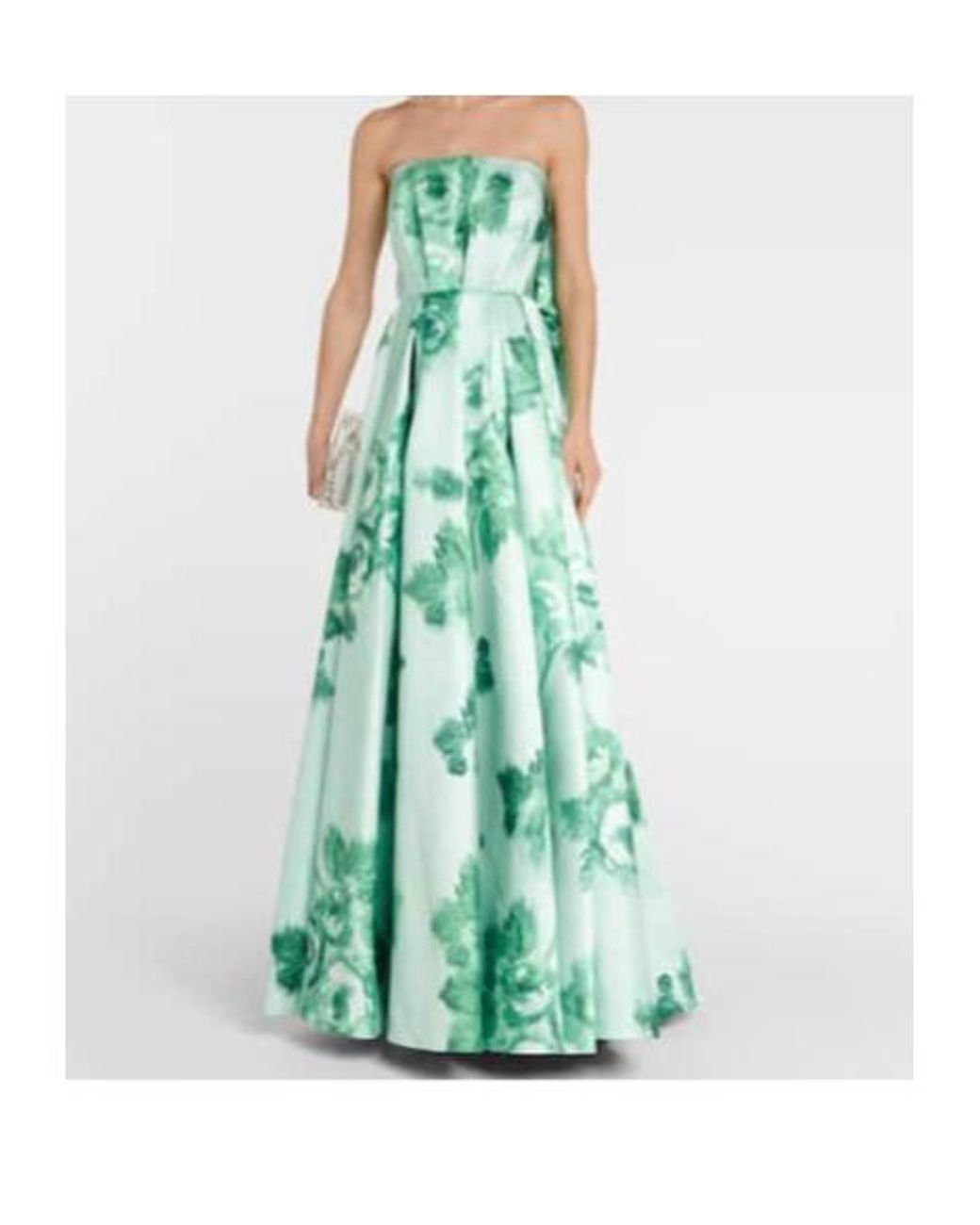 Emilia Wickstead Green Merope Strapless Floral Gown