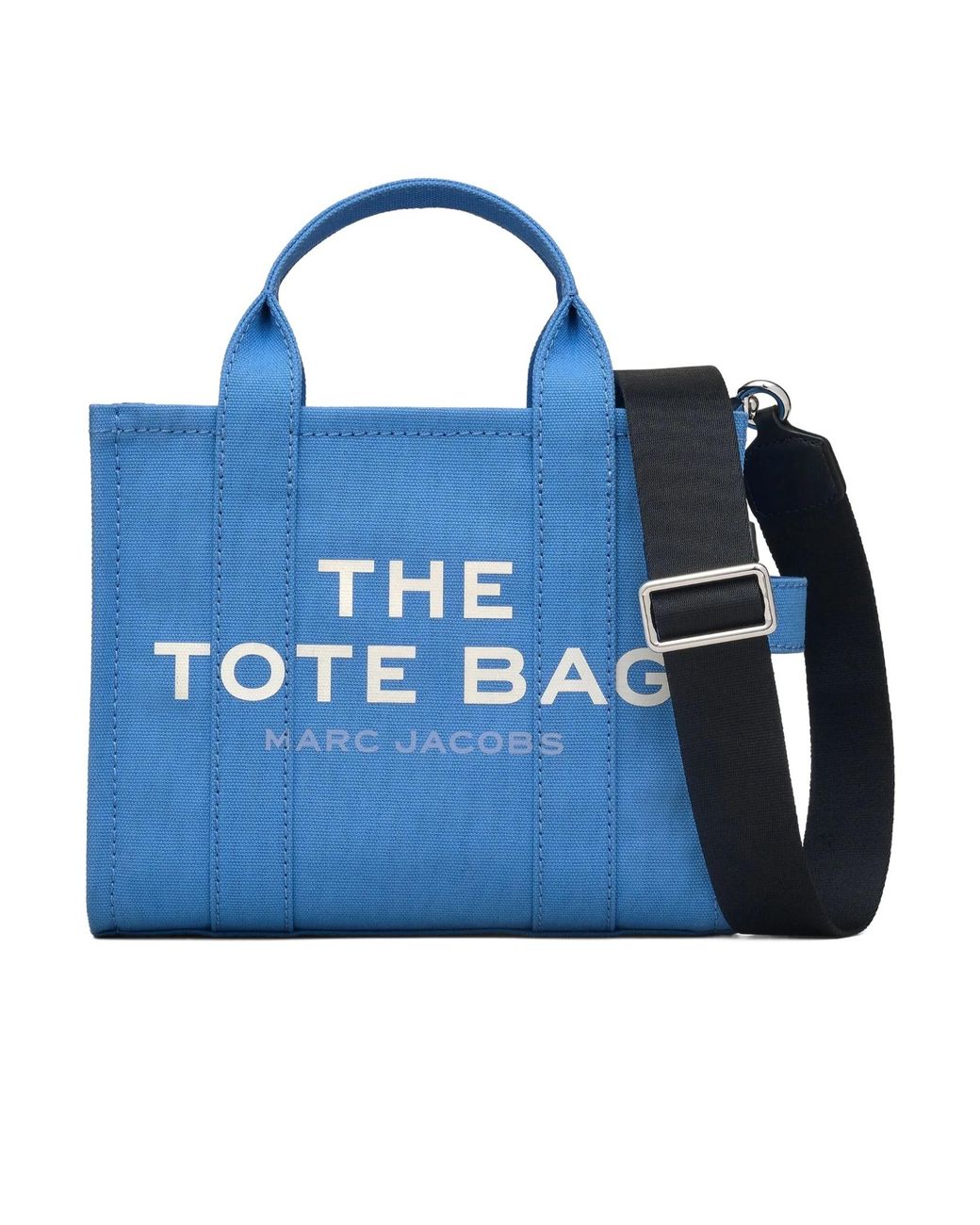 Marc Jacobs Blue Logo Printed Zip-Up Small Tote Bag