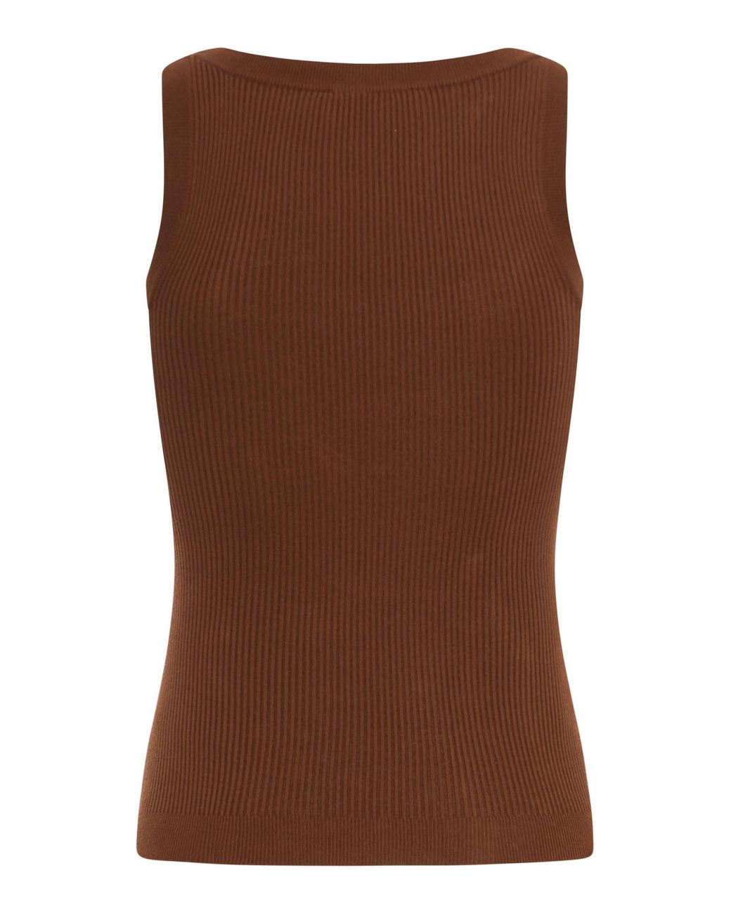 Miu Miu Brown Ribbed Cotton Tank Top