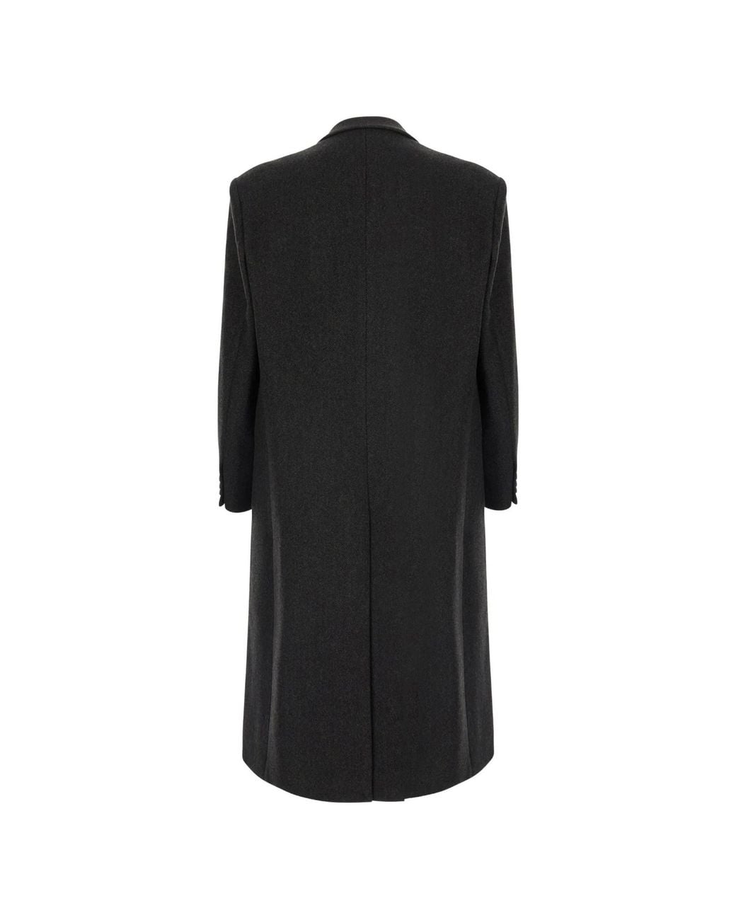 TONYWACK Black Double-Breasted Herringbone Coat for men