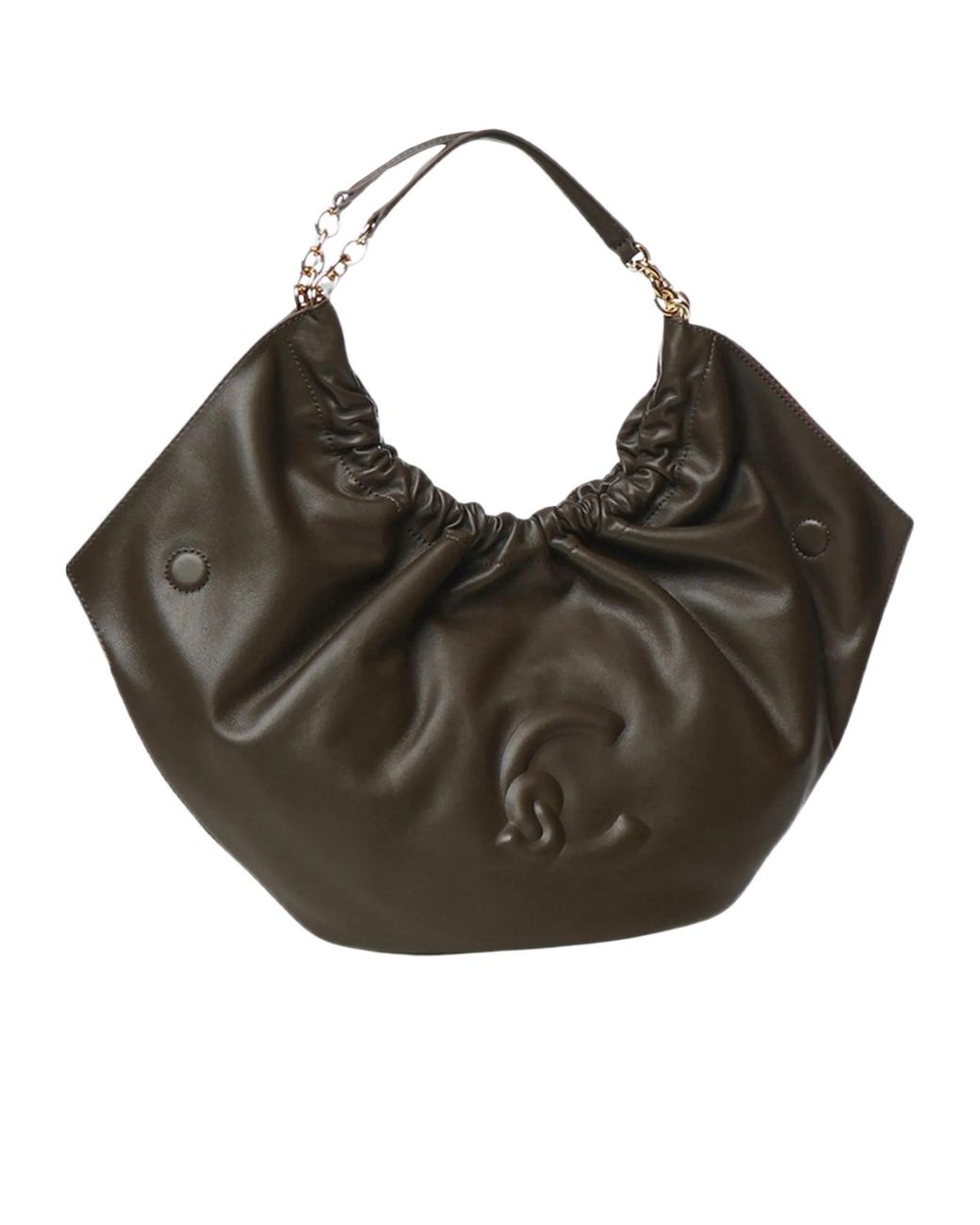 Coccinelle Gray Ruched Hobo Shoulder Bag