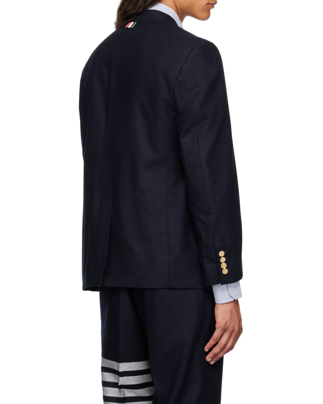 Thom Browne Blue Single-Breasted Striped Tailored Blazer for men