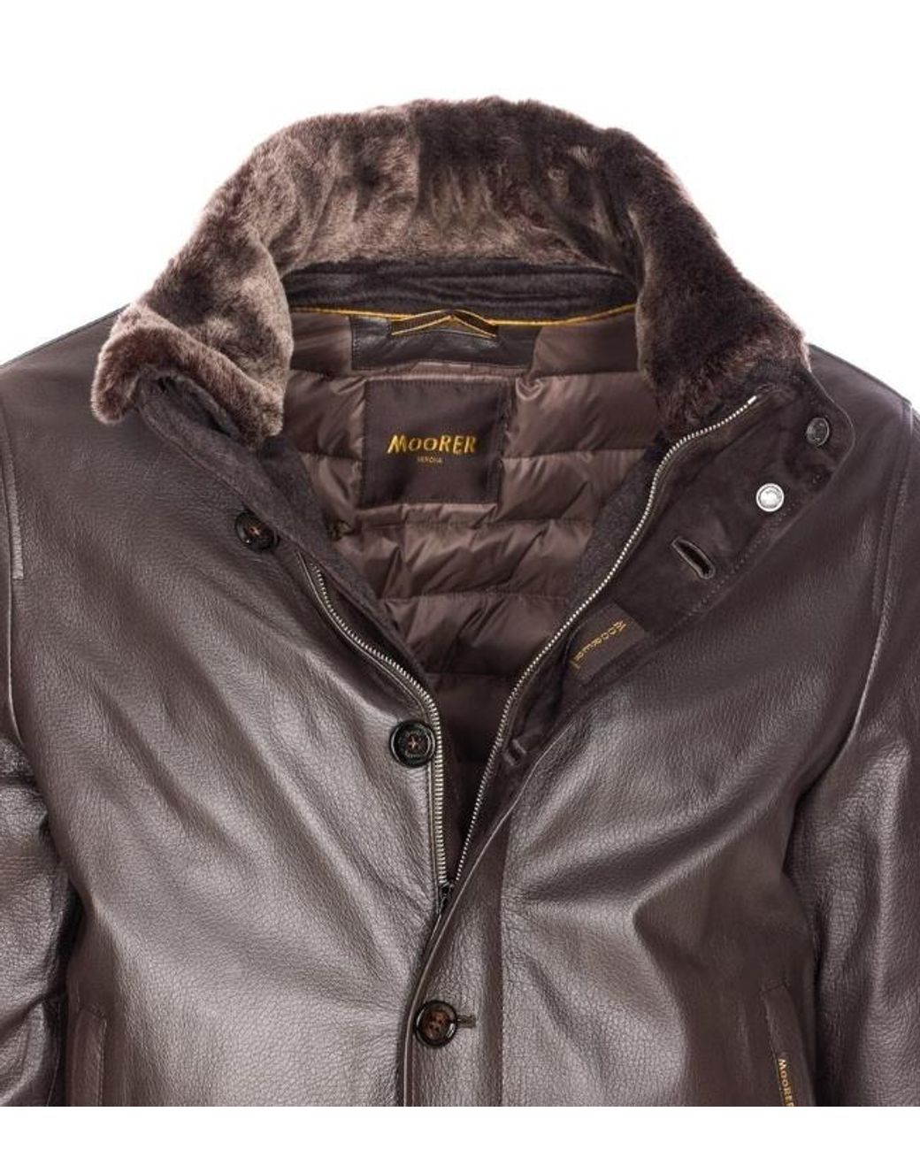 Moorer Brown Cleros P1 Leather Jacket for men