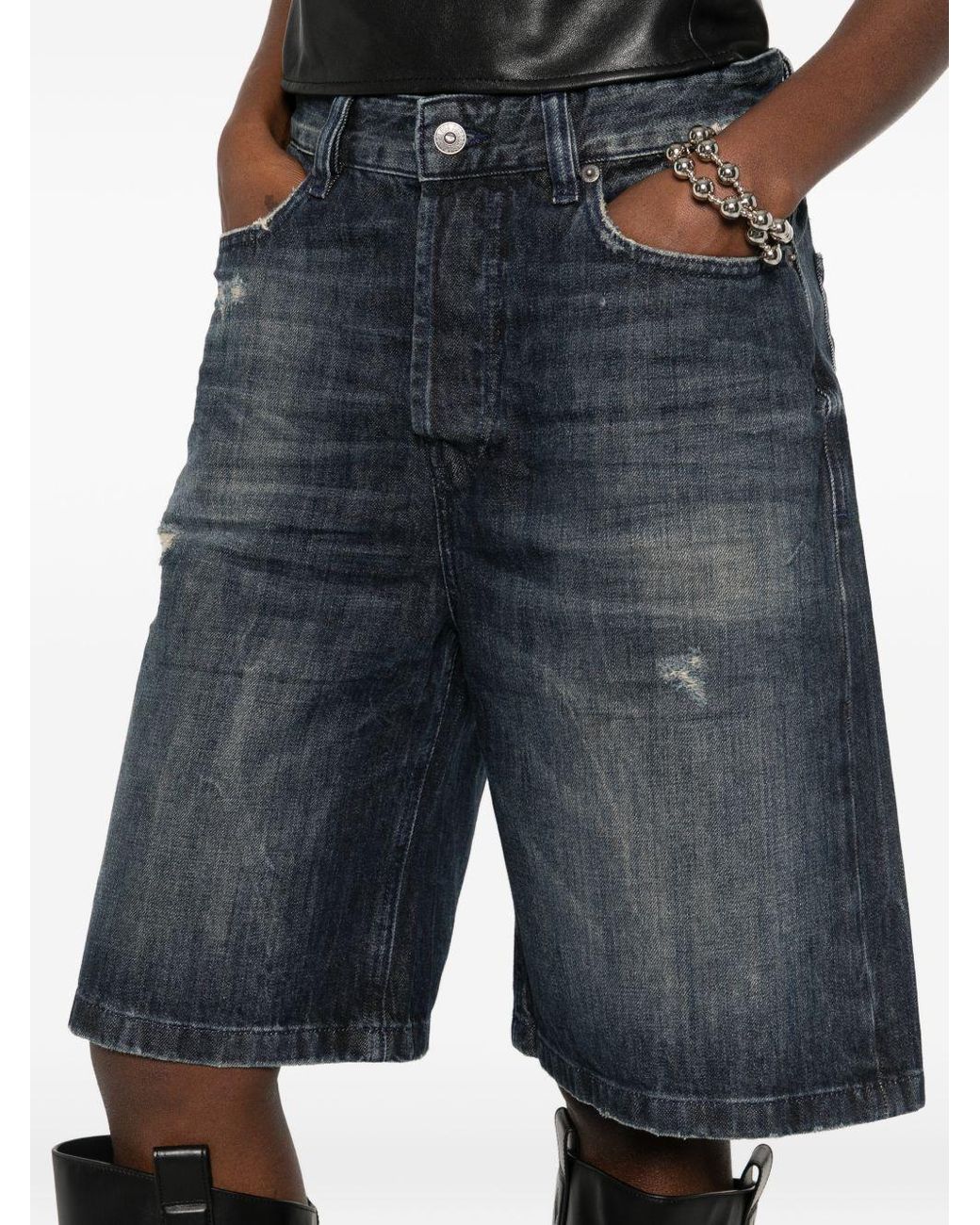 DIESEL Blue Denim Shorts With Belt Loops