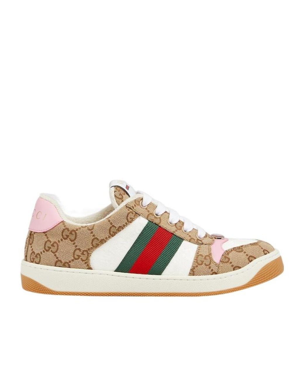 Gucci Pink Screener Panelled Low-Top Sneakers