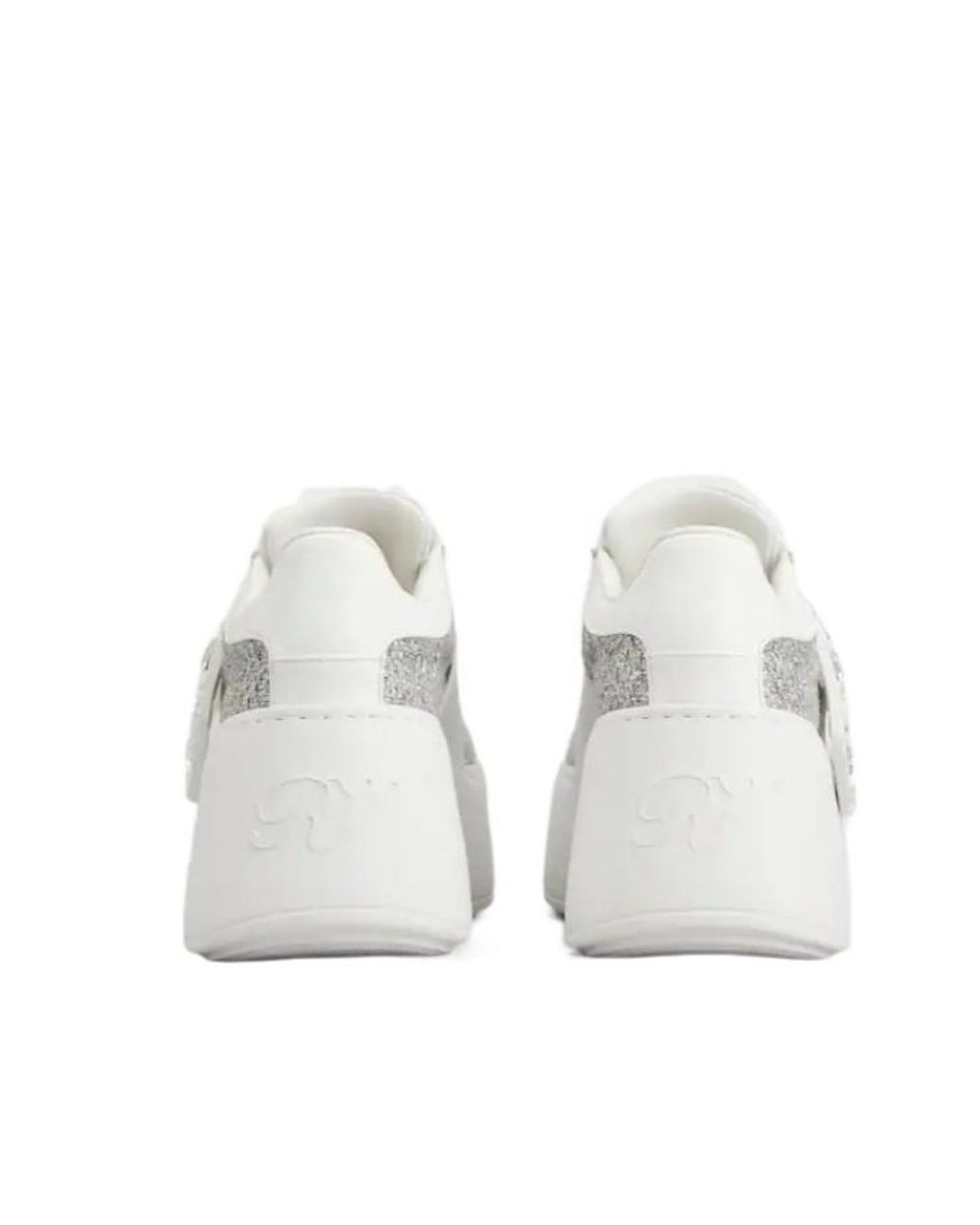 Roger Vivier White Embellished Lace-Up Sneakers