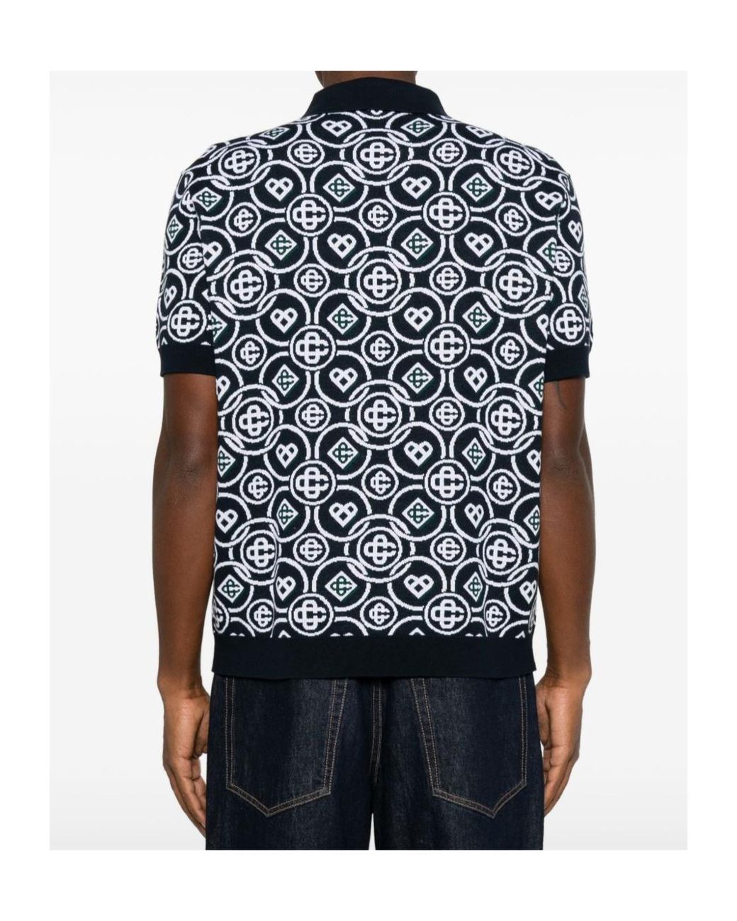 Casablanca Black Cc Monogram Pattern Polo Shirt for men
