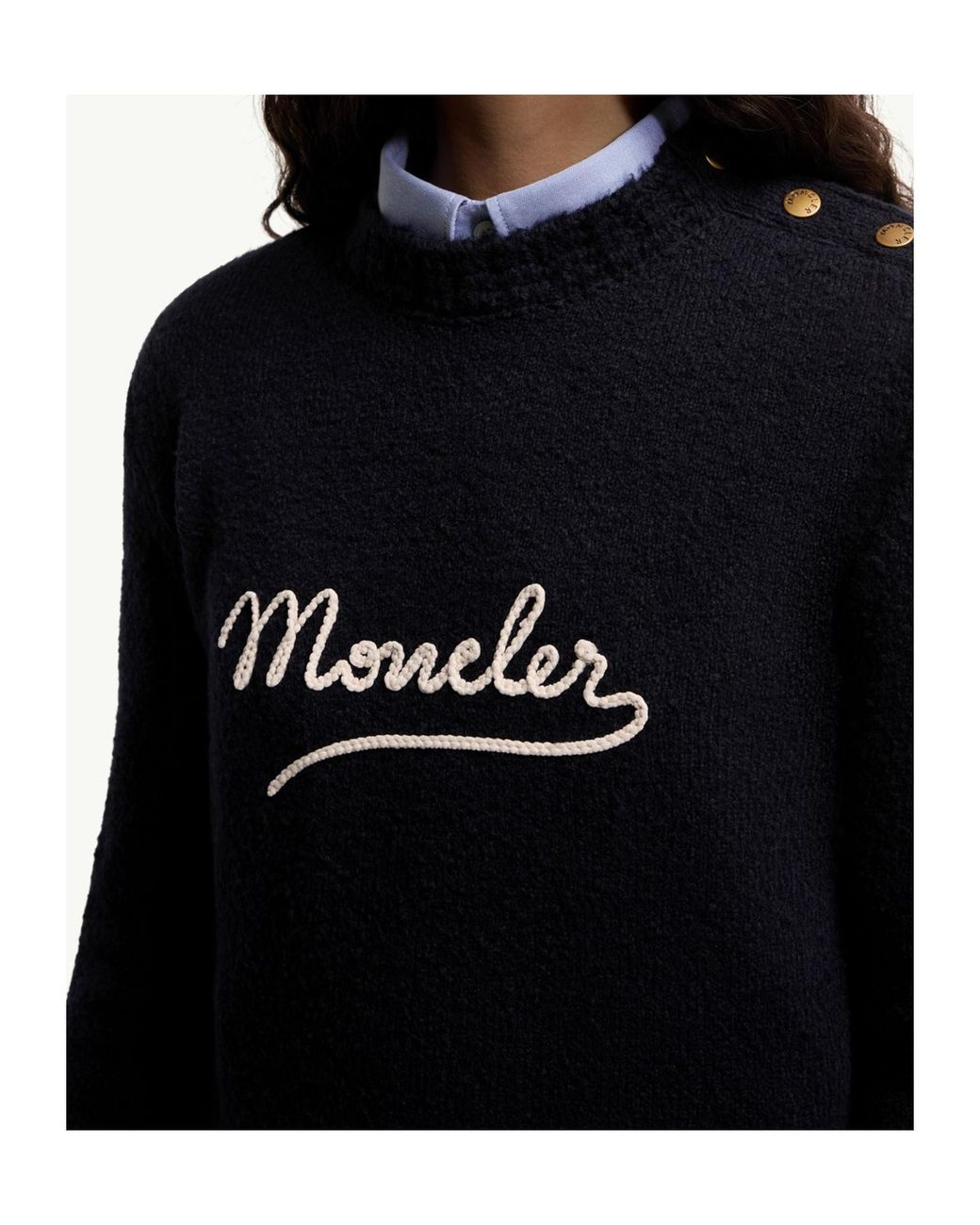 Moncler Blue Embroidered Logo Jumper