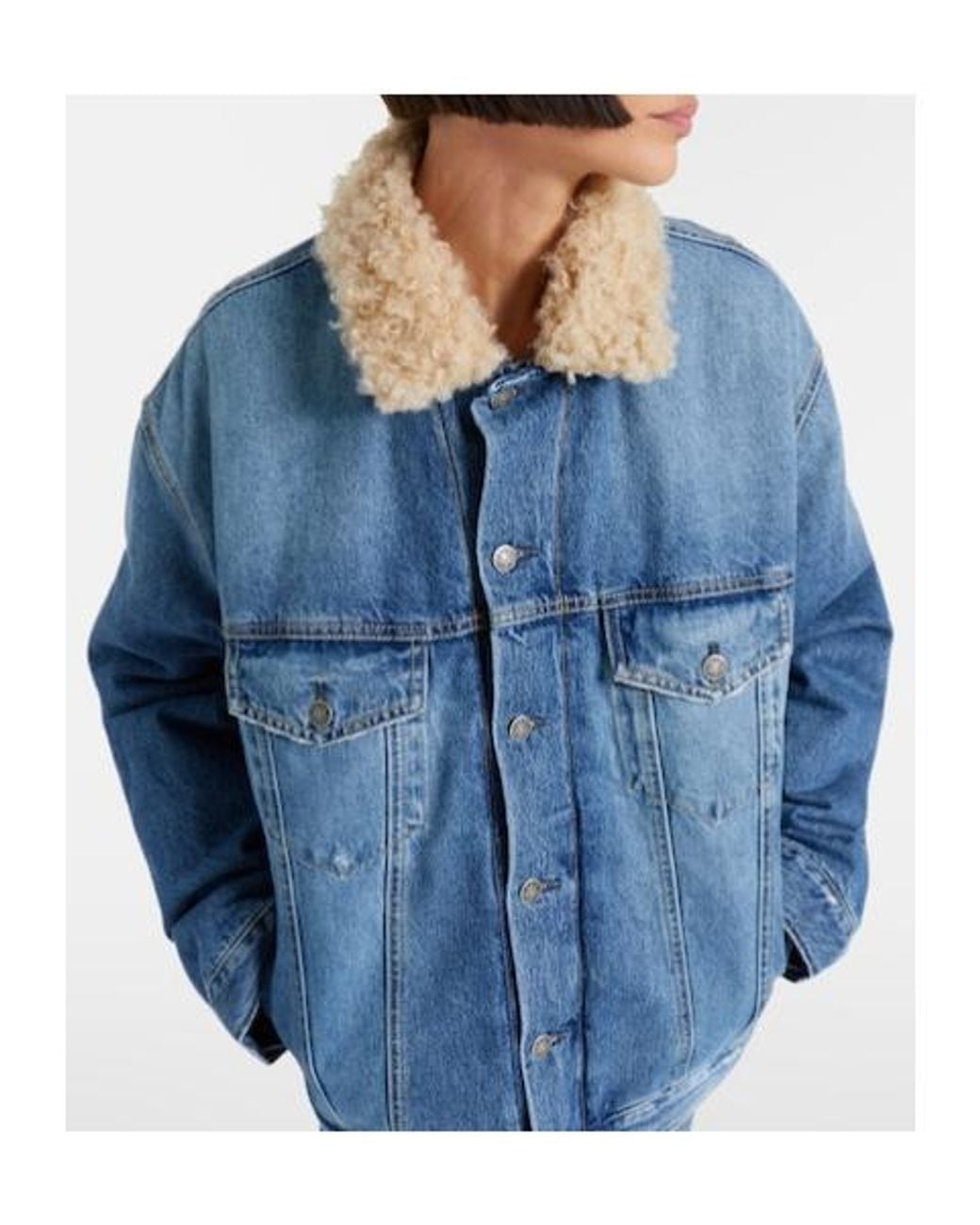 Acne Blue Teddy-Trimmed Denim Jacket
