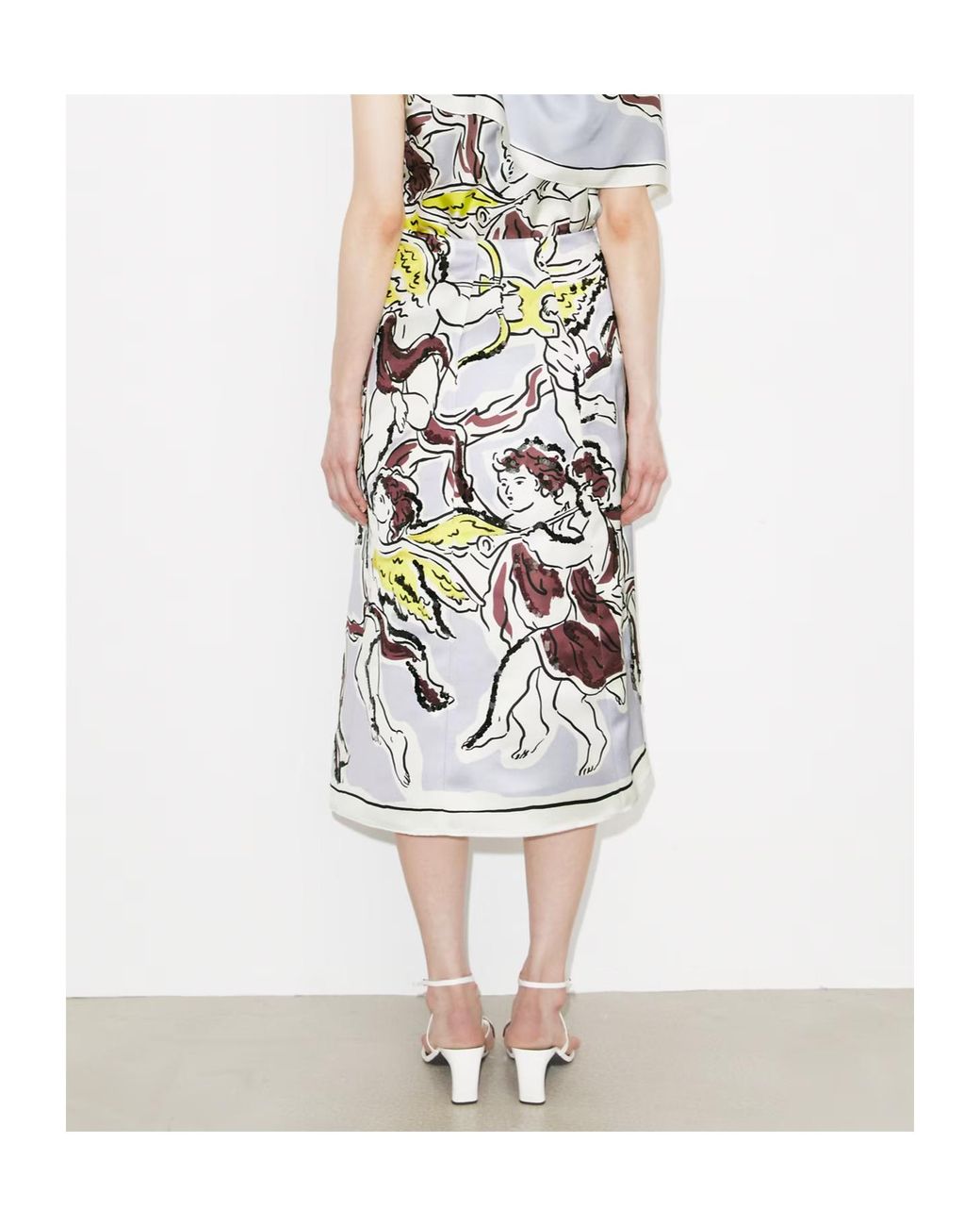 Tory Burch White Printed Satin Skirt