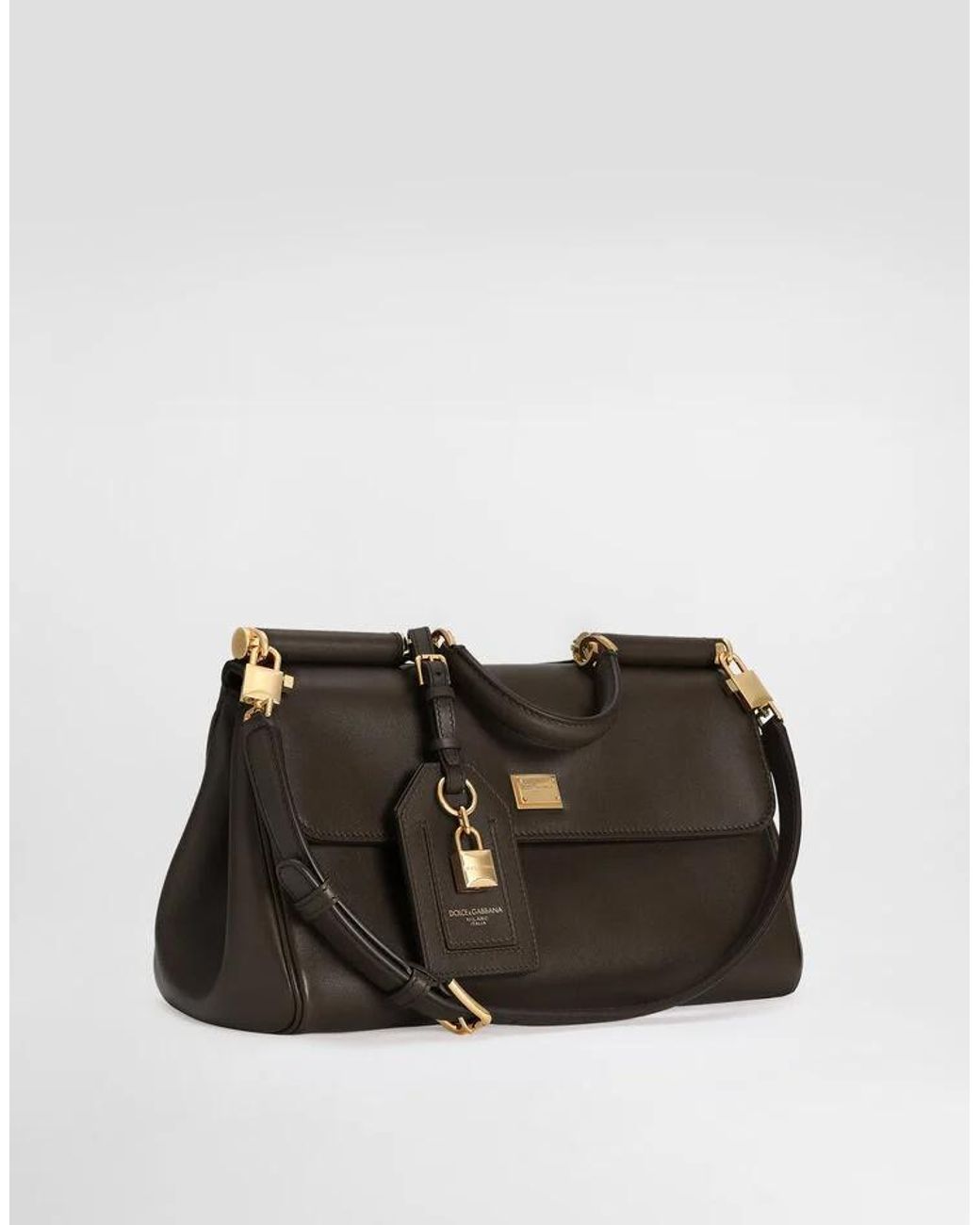 Dolce & Gabbana Black Logo Plaque Medium Sicily Handbag