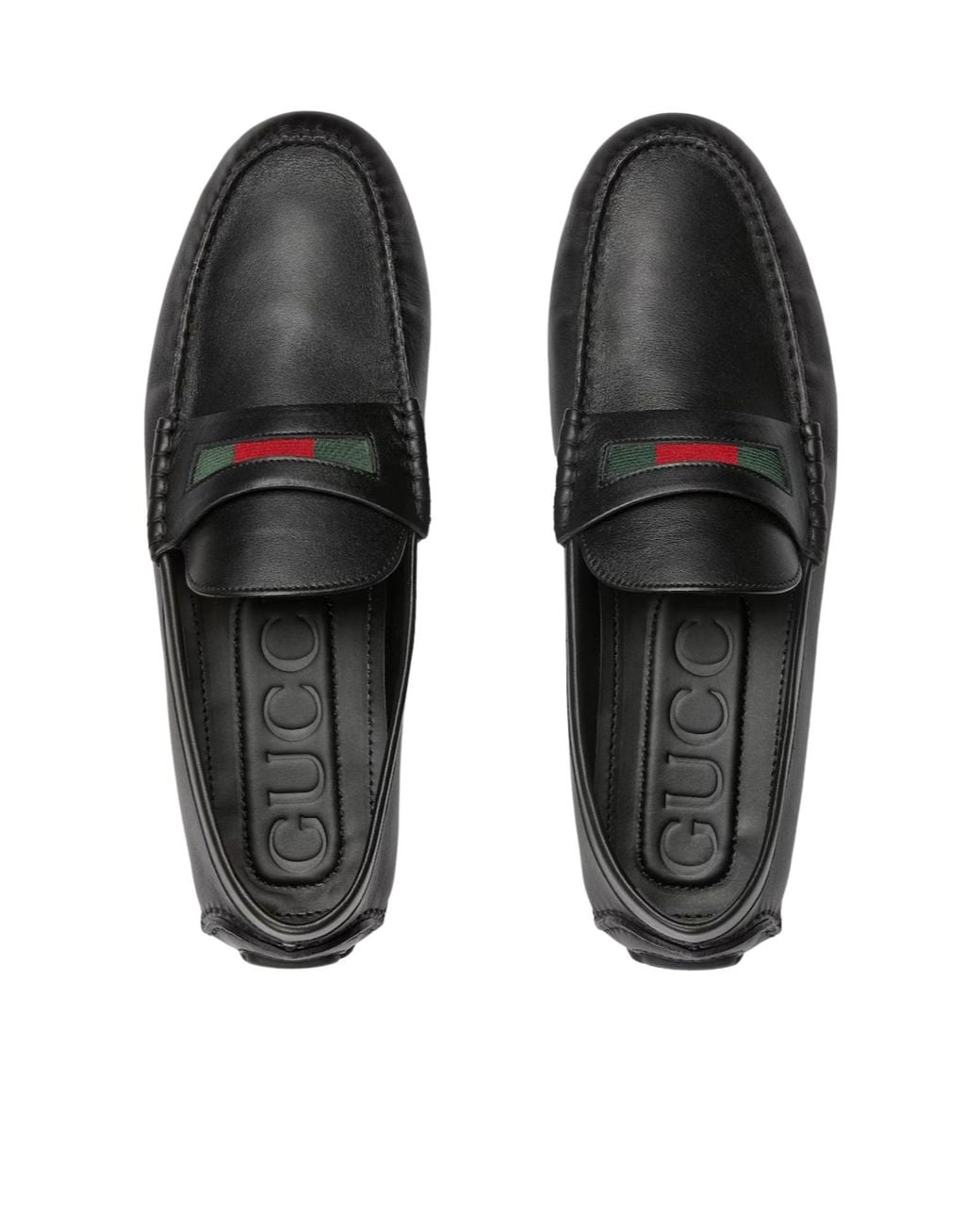 Gucci Black Web Detailed Slip-On Drivers for men