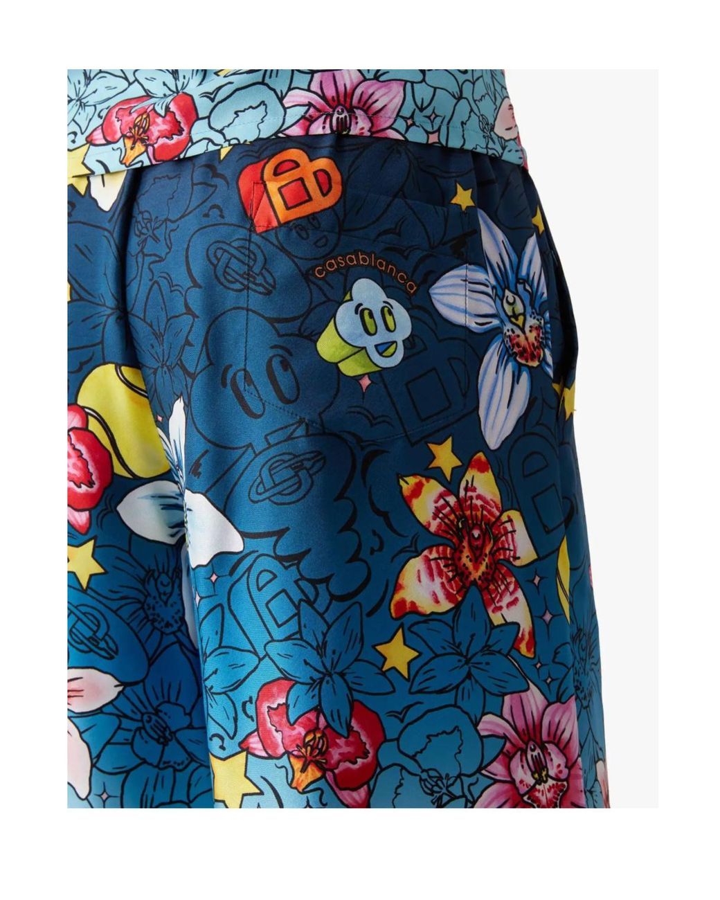 Casablanca Blue Graphic Printed Drawstring Shorts for men